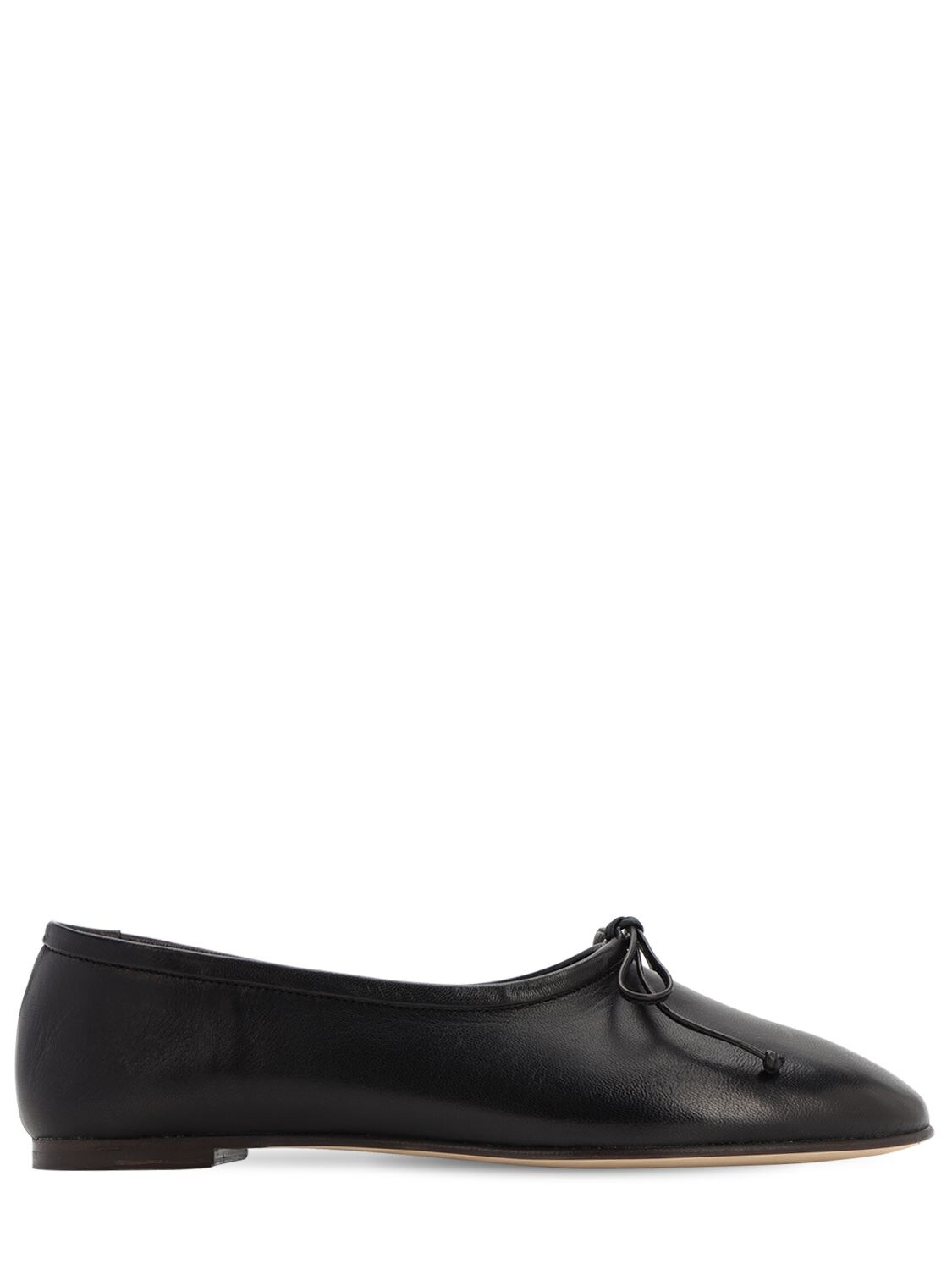 By Far 10mm Agnes Leather Ballerina Flats In Black