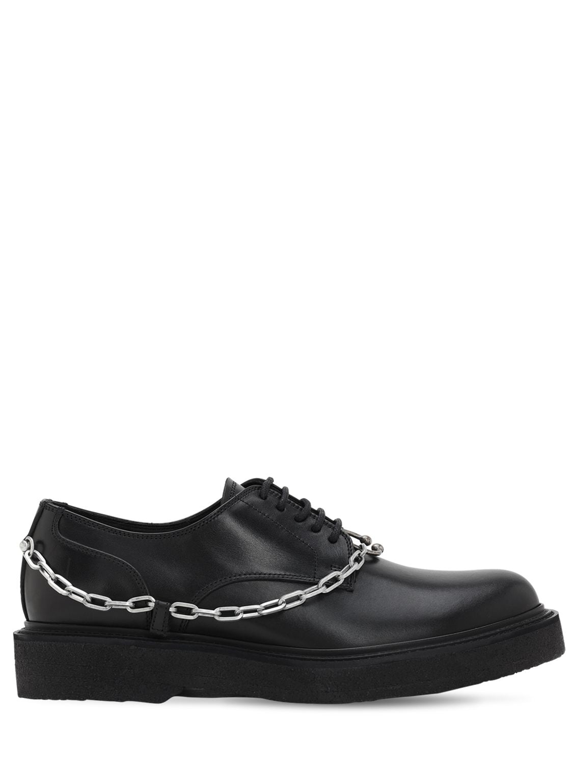 Neil Barrett Leather Lace-up Shoes W/ Chain In Black