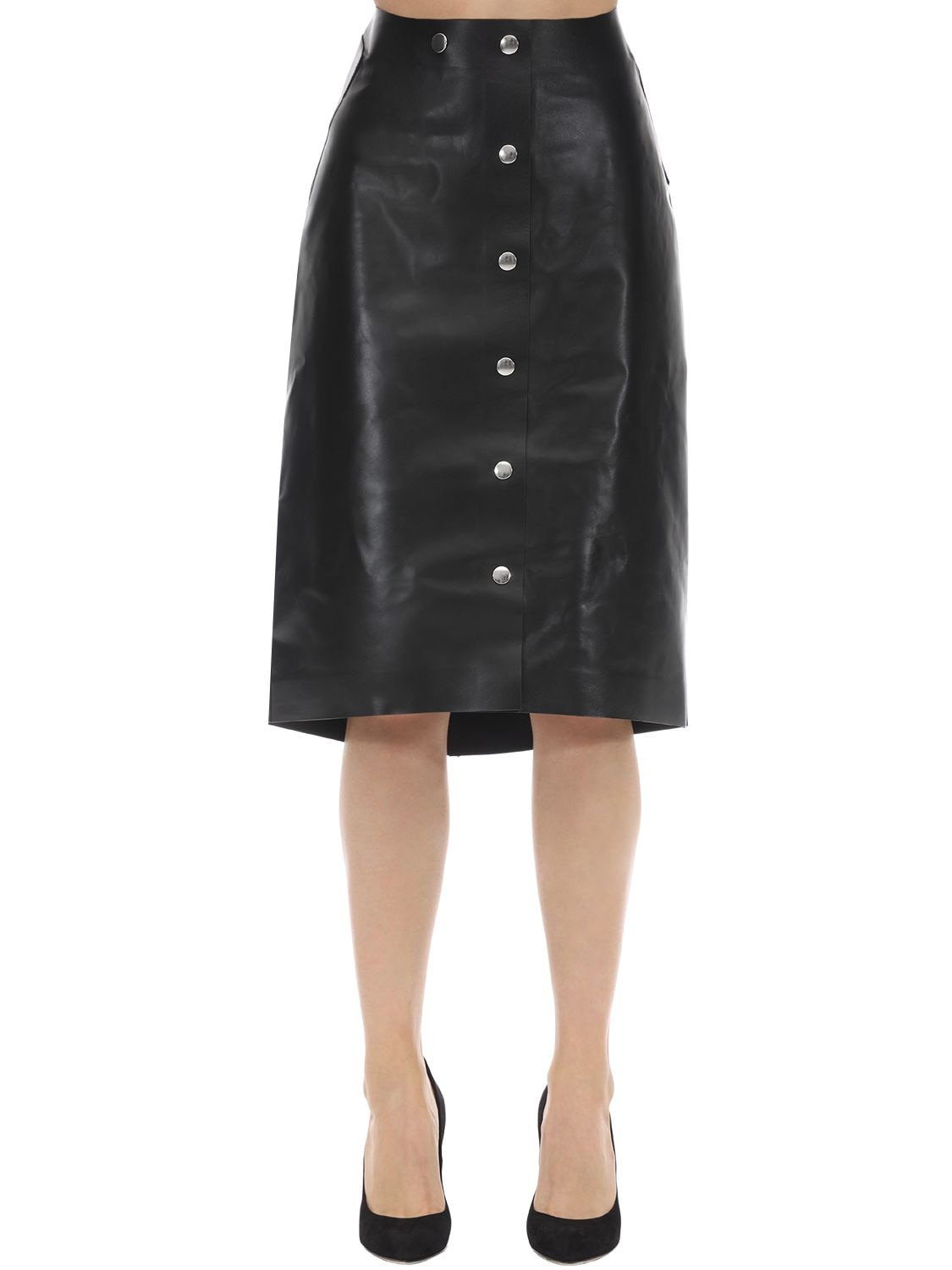 VICTORIA BECKHAM 高腰皮革中长款半身裙,70IDKX026-QKXBQ0S1