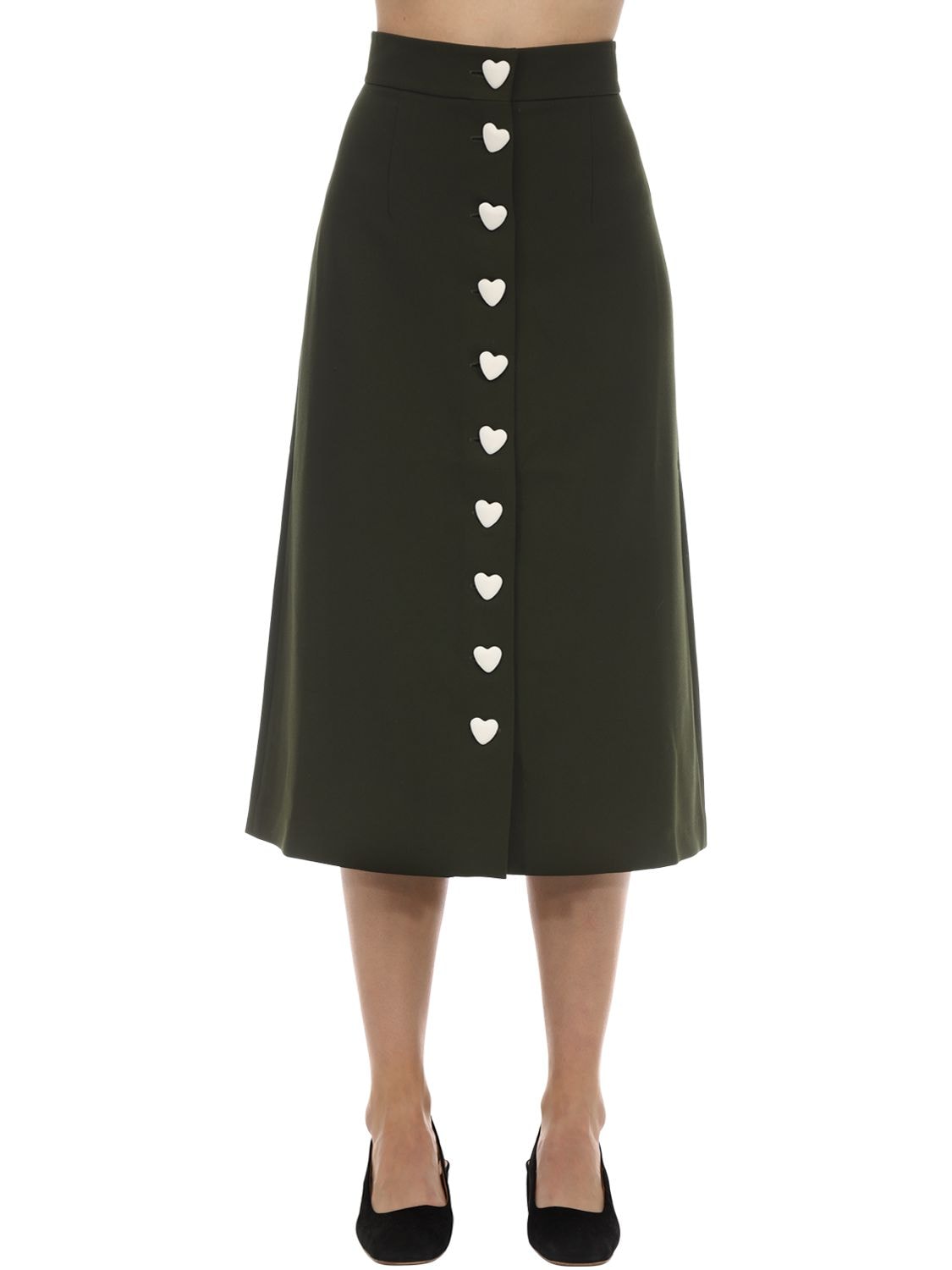 GEORGE KEBURIA HEART BUTTON CREPE MIDI SKIRT,70IDL7021-REFSSYBHUKVFTG2