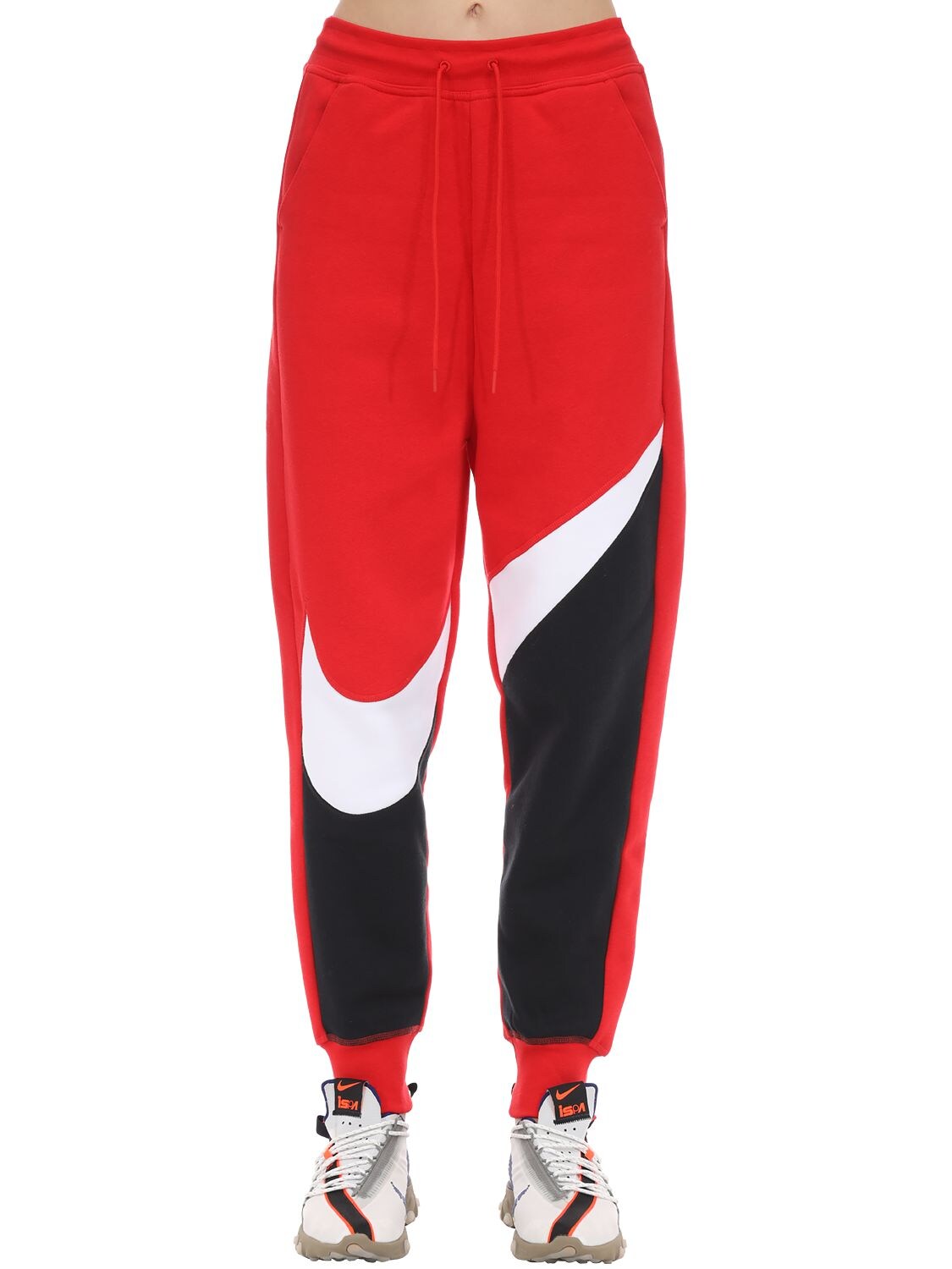 Nike Swoosh Cotton Blend Trousers In Red