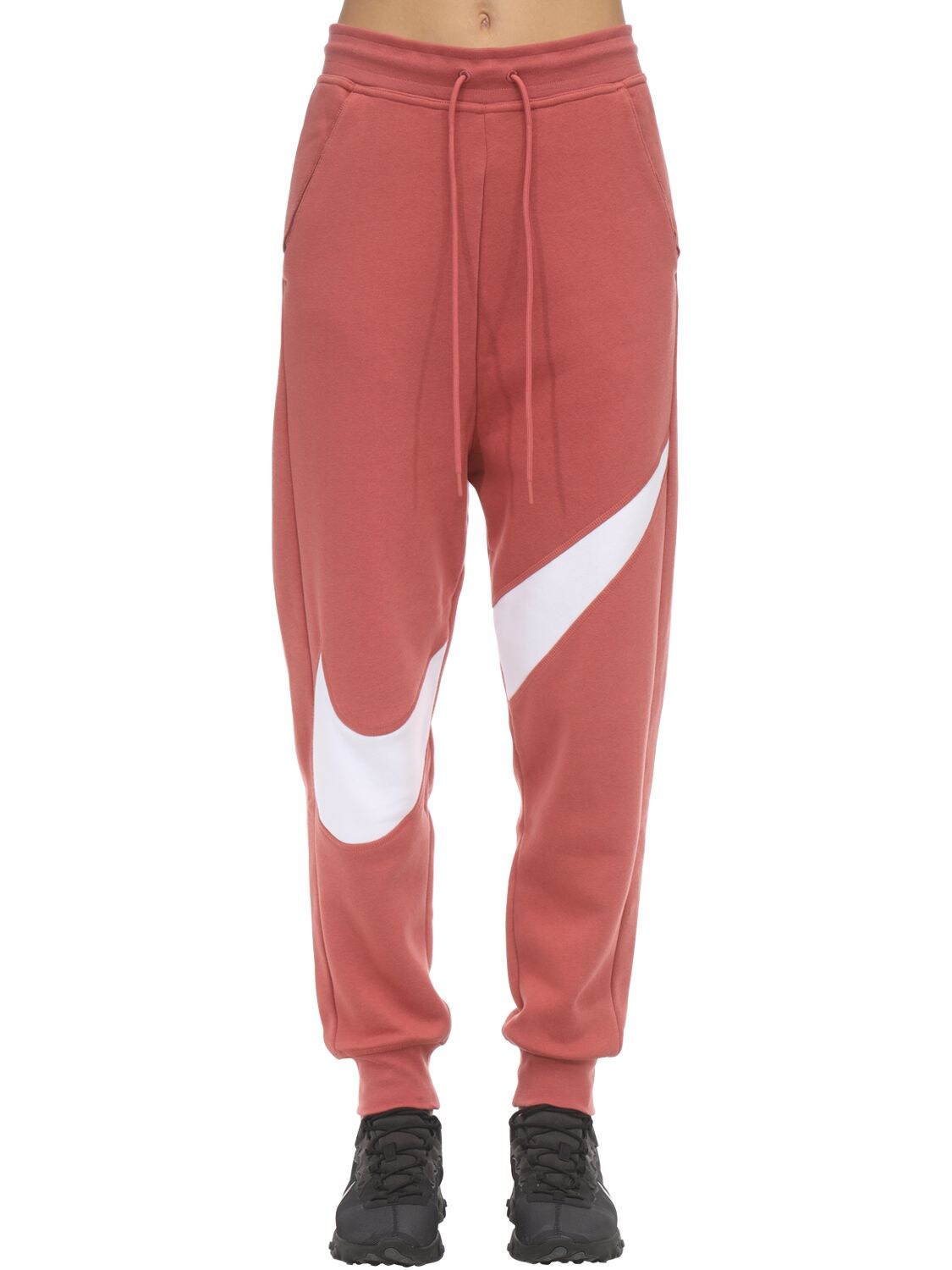 Nike Swoosh Cotton Blend Trousers In Light Redwood