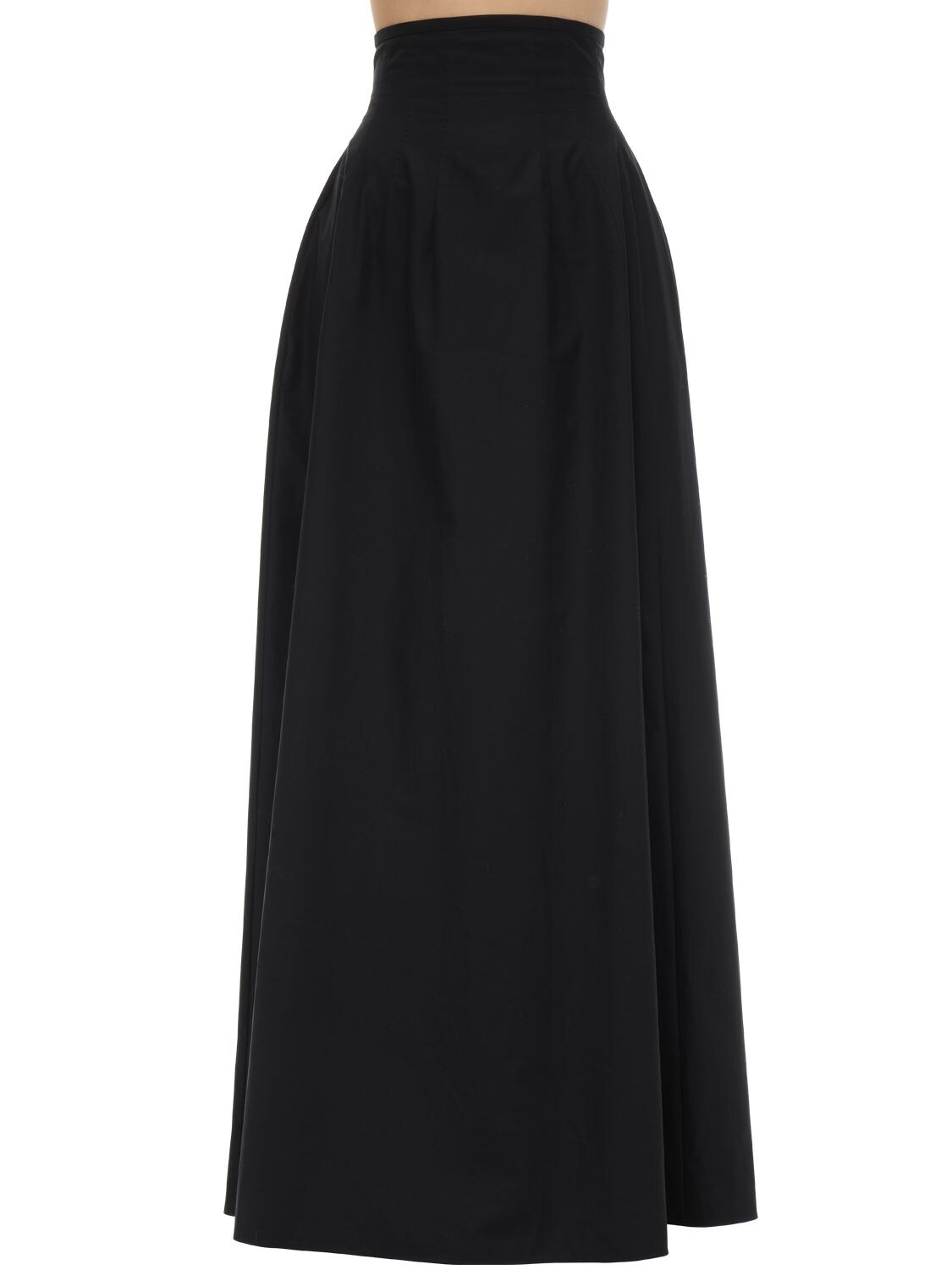 Khaite Cotton Poplin Maxi Skirt In Black