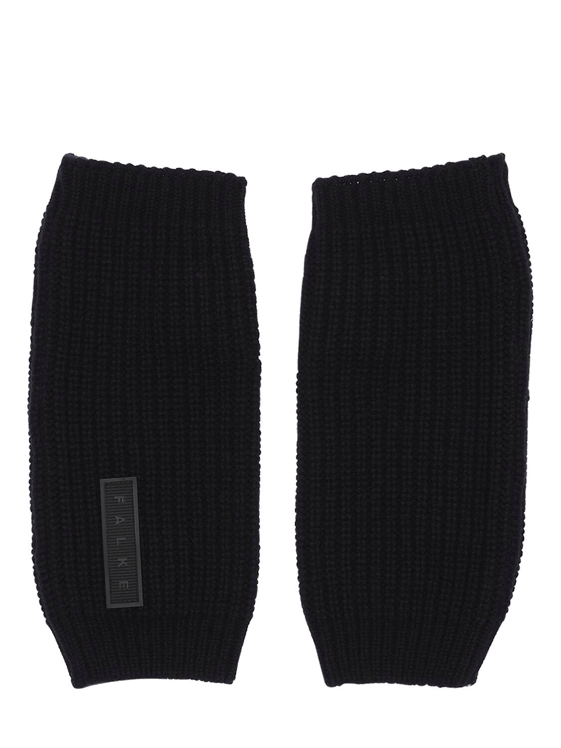 Falke Extra Soft Virgin Wool Blend Half Gloves In Black