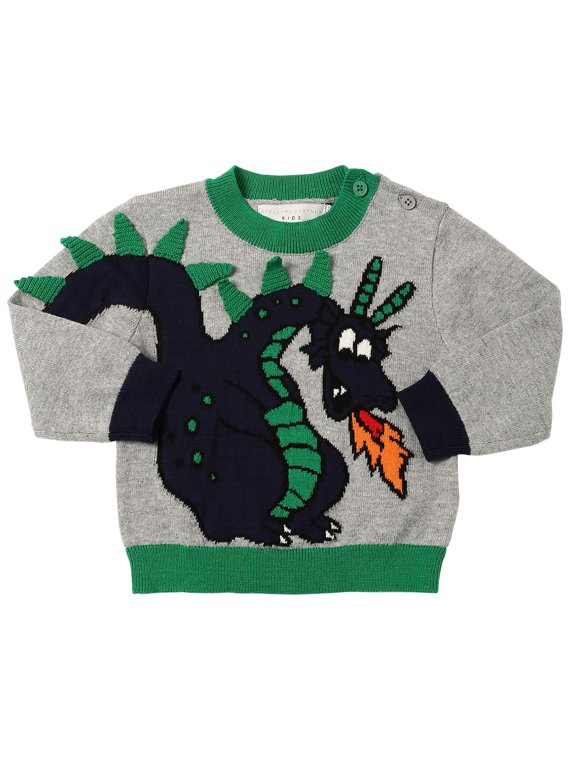 STELLA MCCARTNEY DRAGON INTARSIA COTTON KNIT SWEATER,70IFFM020-MTQ2MQ2