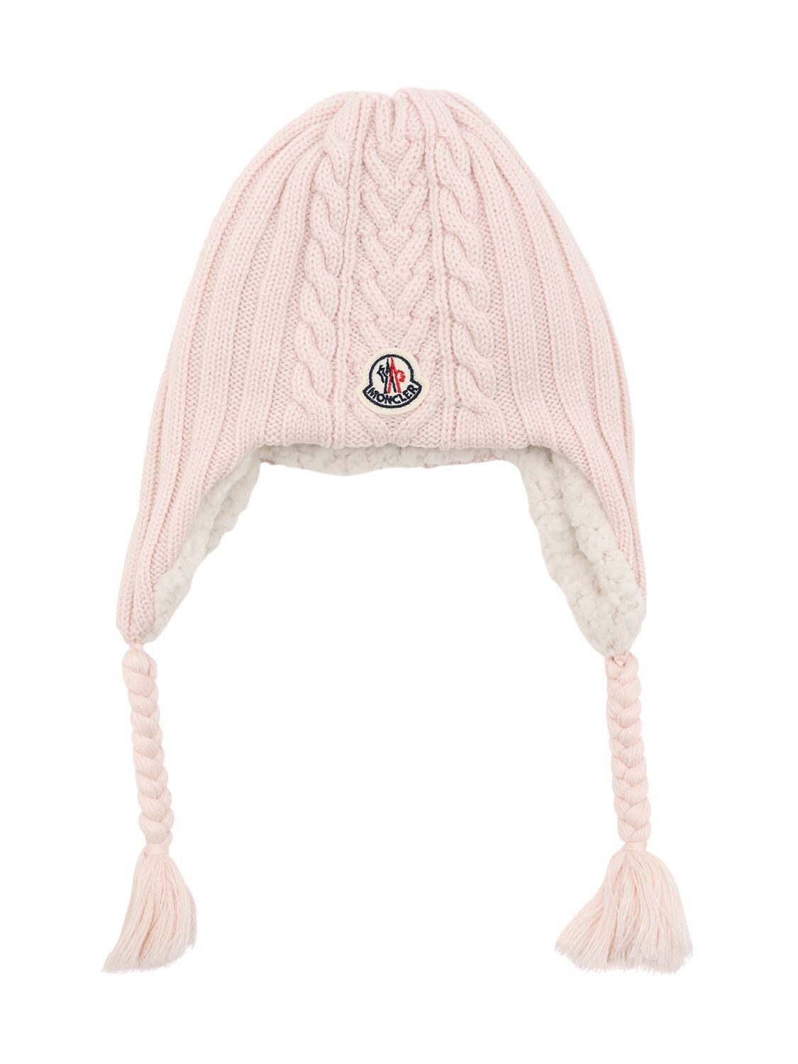 Moncler Kids' 羊毛&毛圈布帽子 In Pink