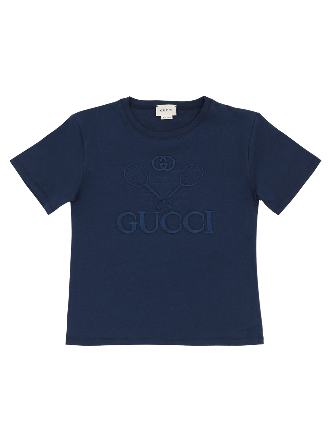 Gucci Kids' Logo Tennis Cotton Jersey T-shirt In Blue