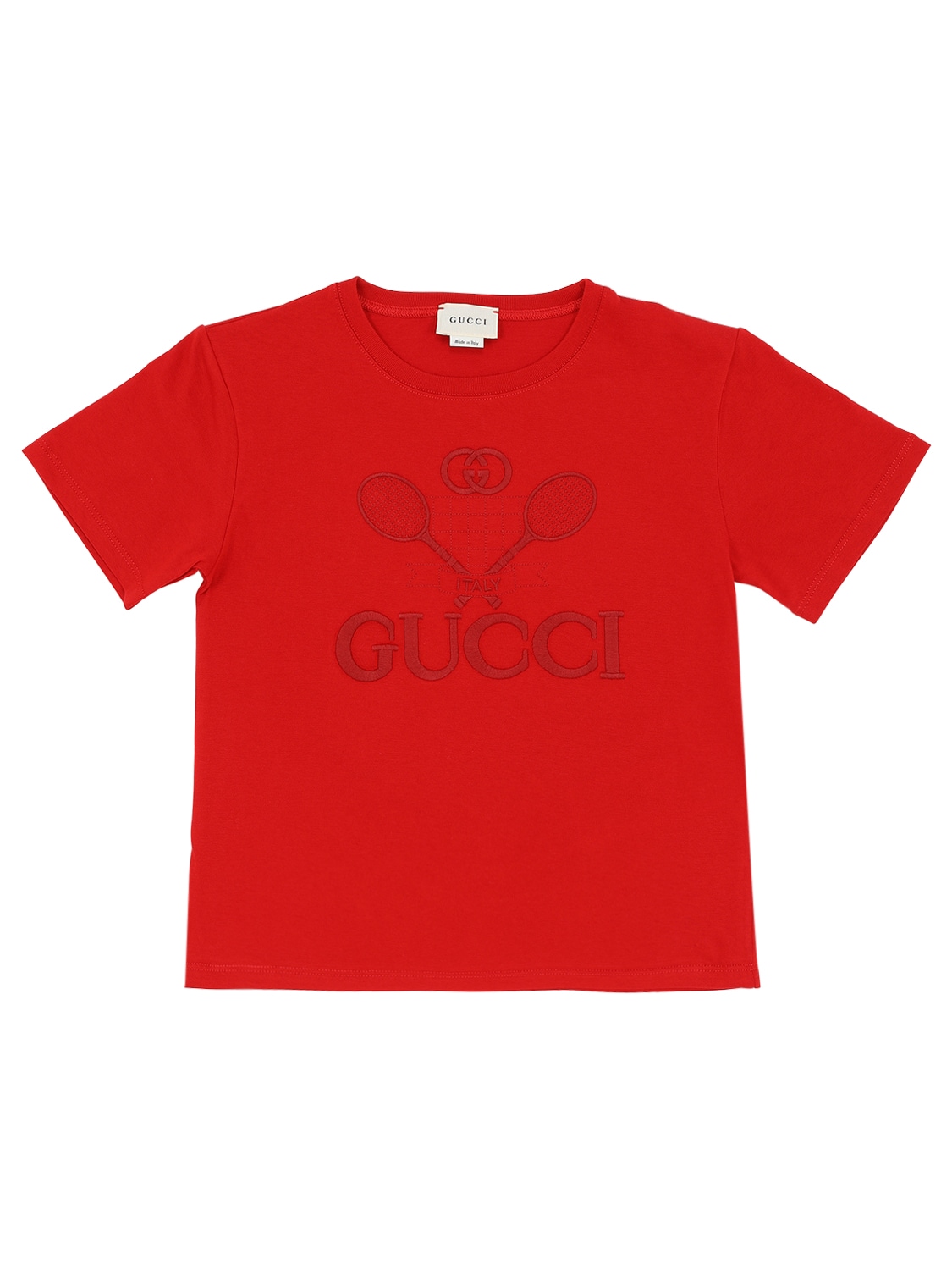 Gucci Kids' Logo Tennis Cotton Jersey T-shirt In Red