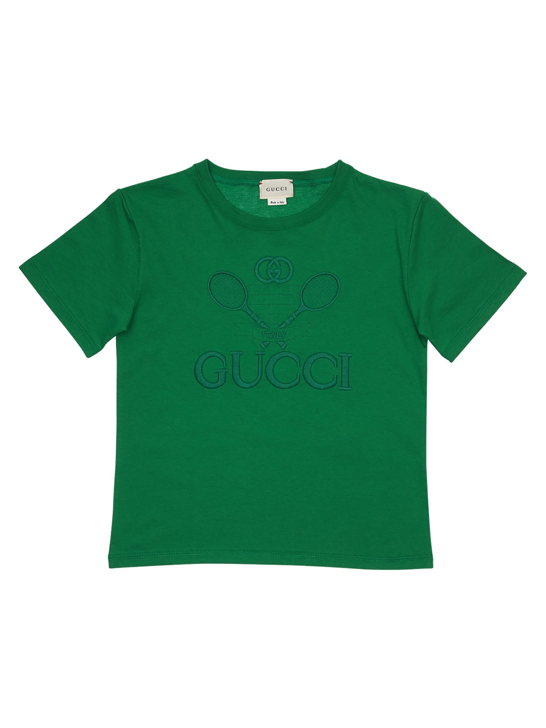 Gucci Kids' Logo Tennis Cotton Jersey T-shirt In Green