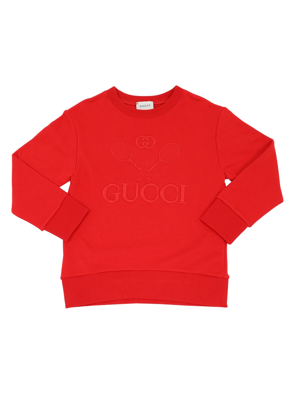 Gucci Kids' Logo Tennis Cotton Sweatshirt In Red