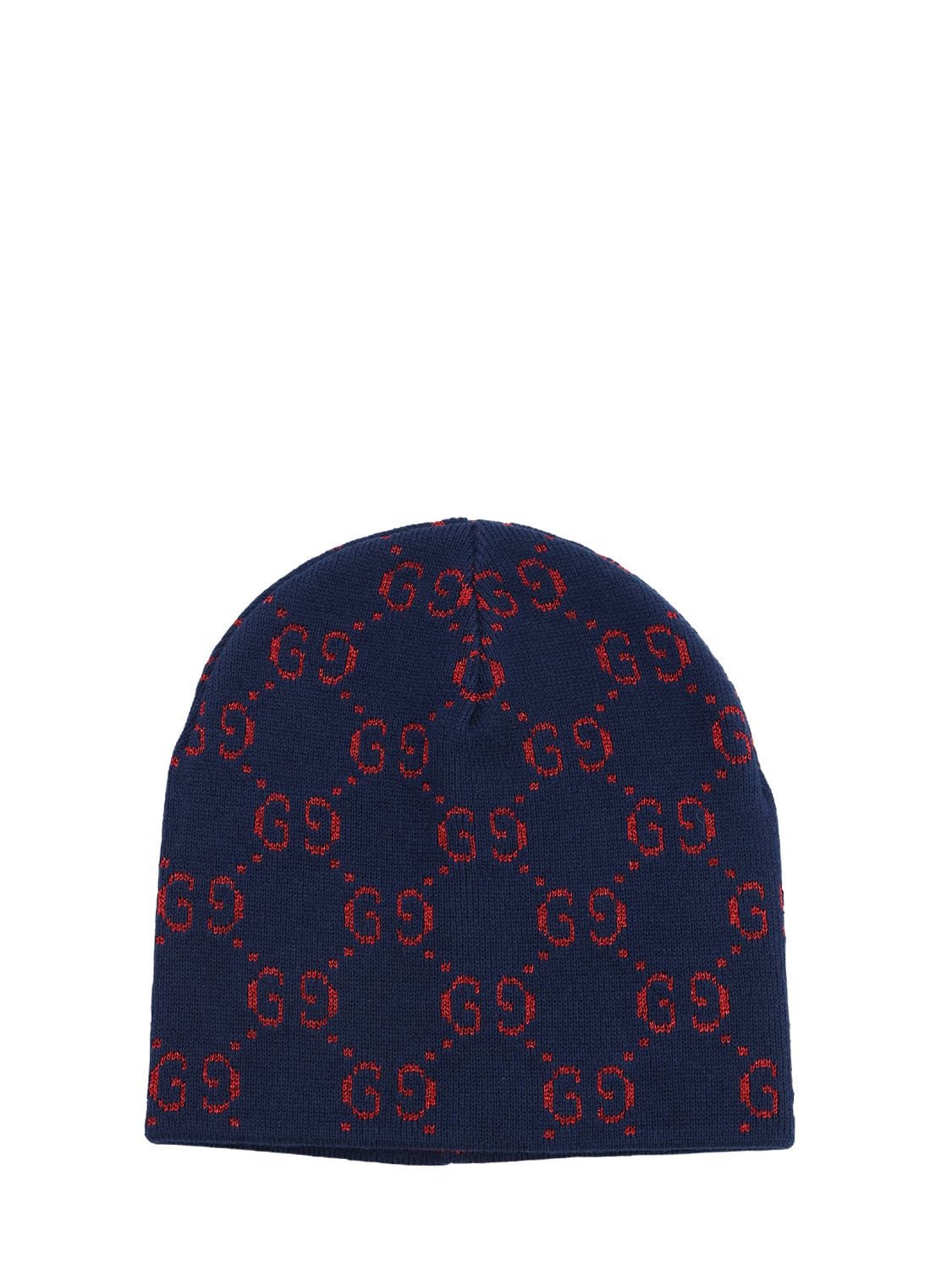 Gucci Babies' Knitted Cotton & Lurex Hat In Blue