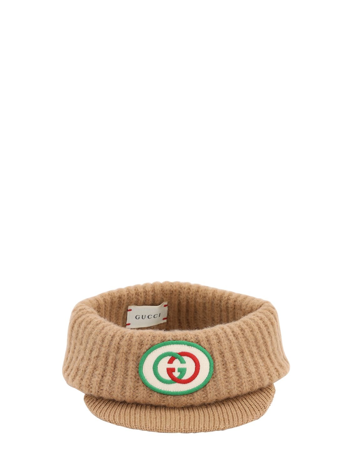 Gucci Kids' Ribbed Wool Knit Headband In Camel