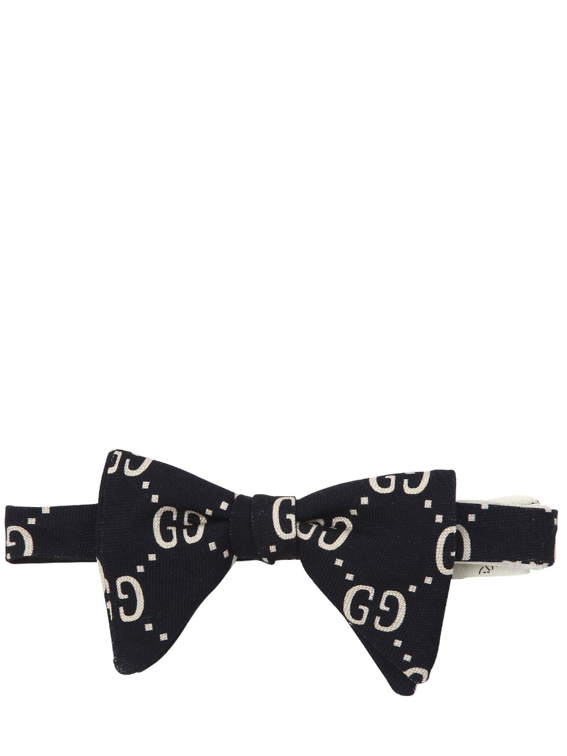 Gucci Kids' Logo Print Wool & Silk Bow Tie In Navy,white