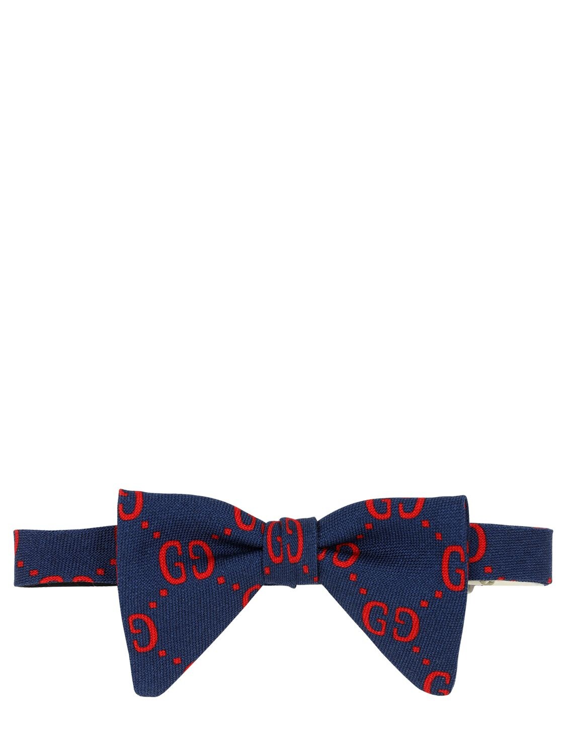 Gucci Kids' Logo Print Wool & Silk Bow Tie In Navy,red