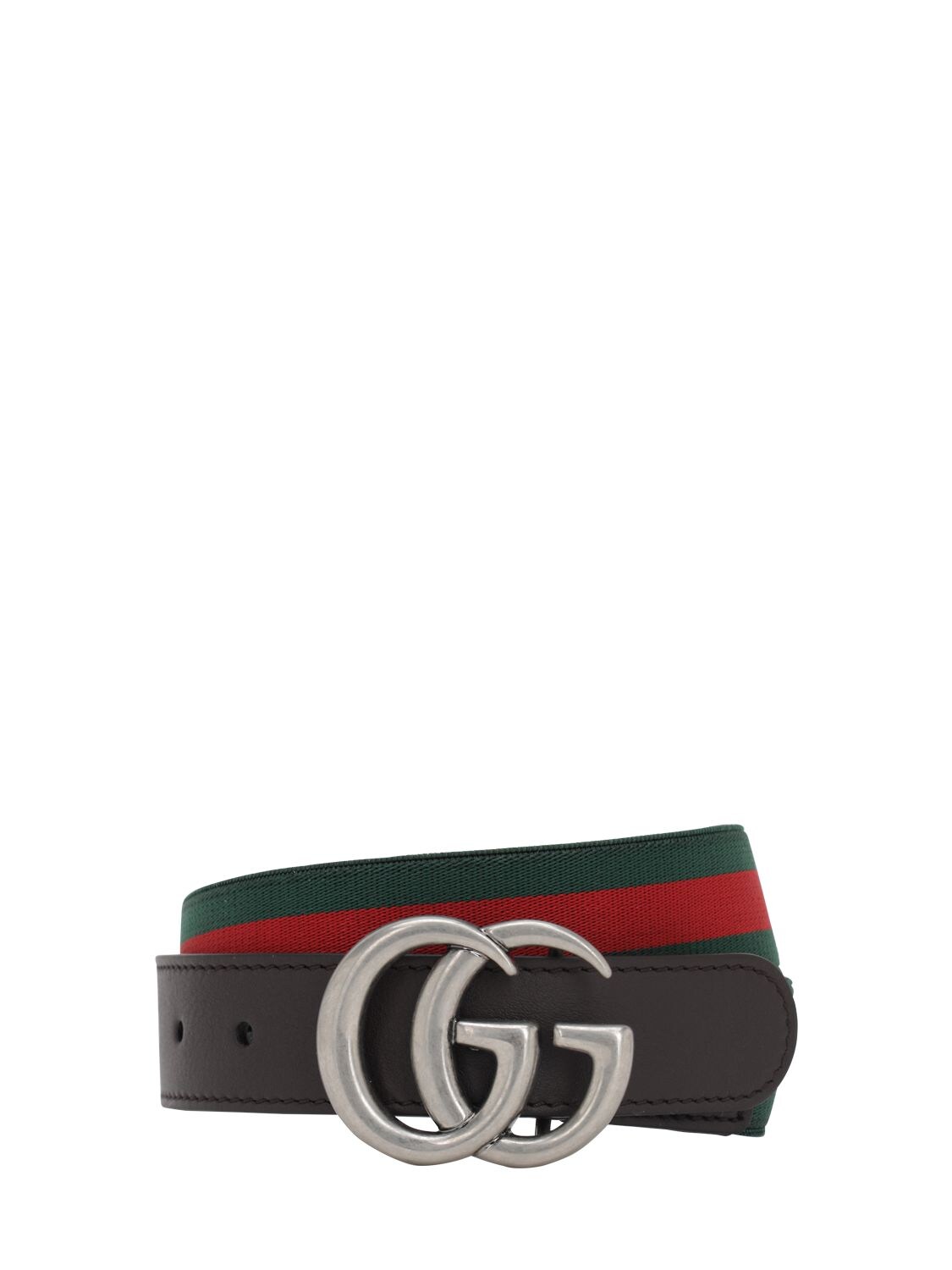 Gucci Kids' Elastic Belt W/ Leather Details In Green,red