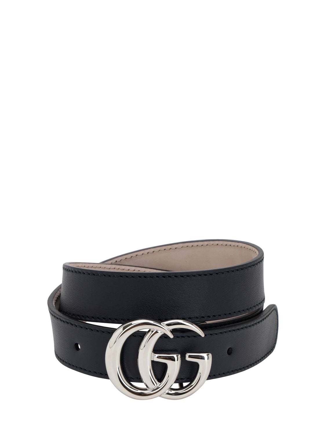 Gucci Kids' Gg Leather Belt In Navy