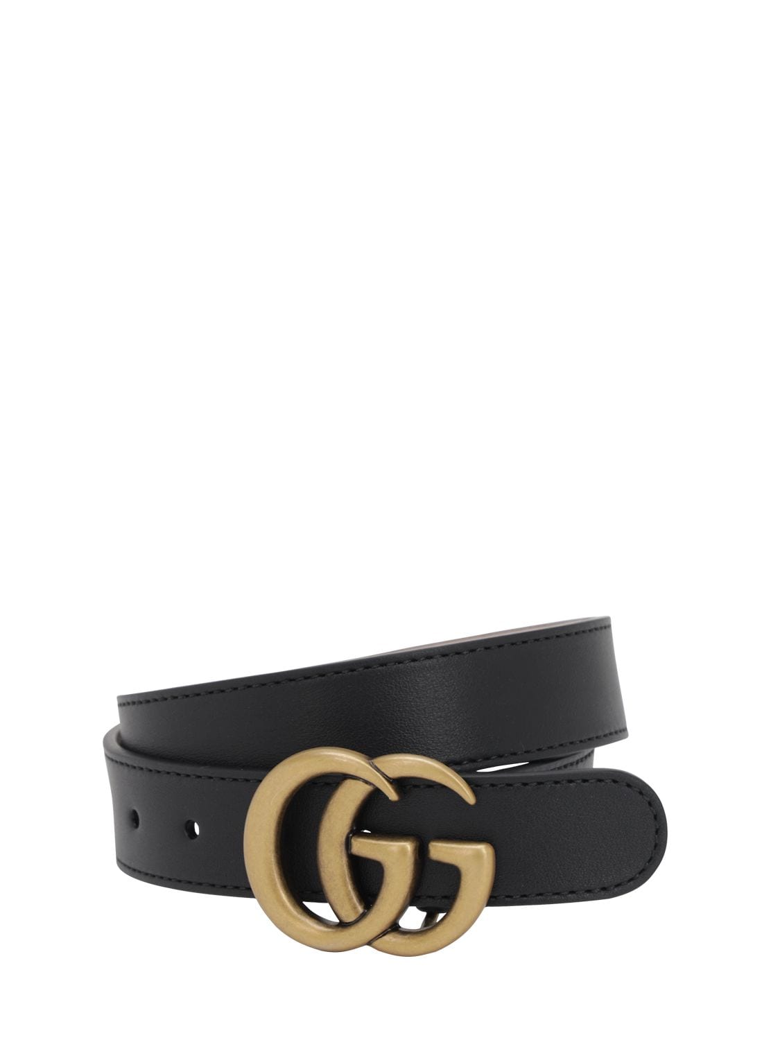 Gucci Kids' Gg Leather Belt In Black