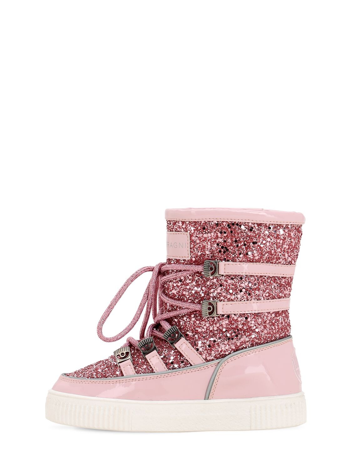 Chiara Ferragni Kids' Glittered & Faux Patent Leather Snowboot In Pink