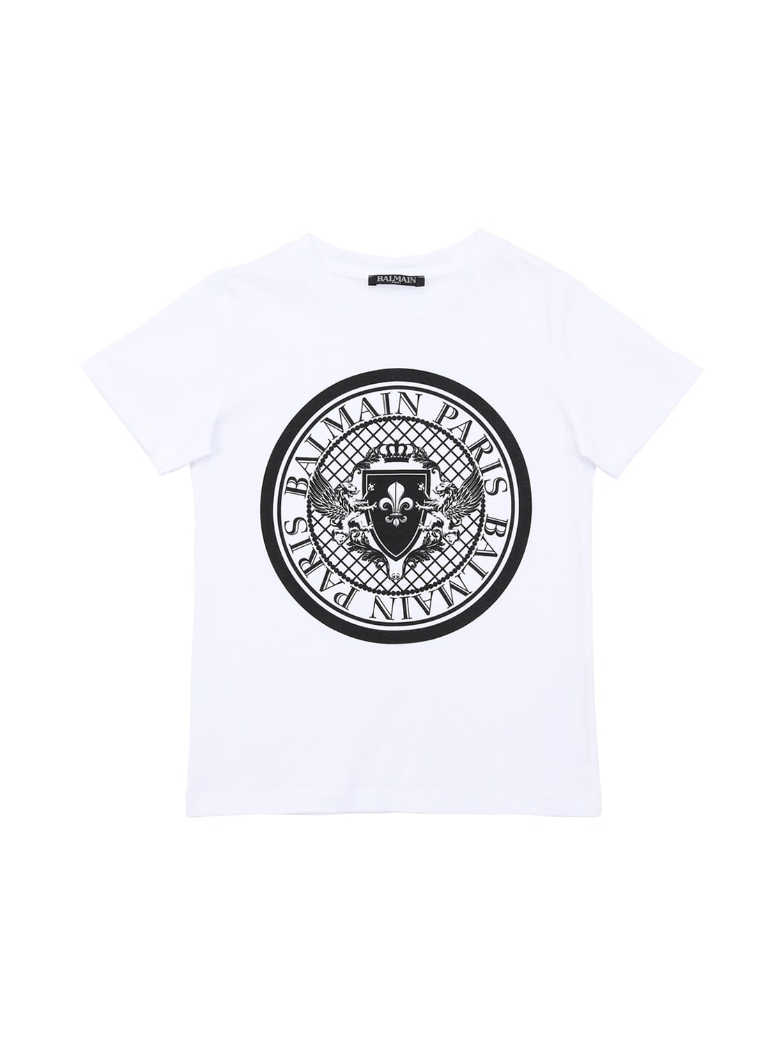 Balmain Kids' Logo Print Cotton Jersey T-shirt In White,black