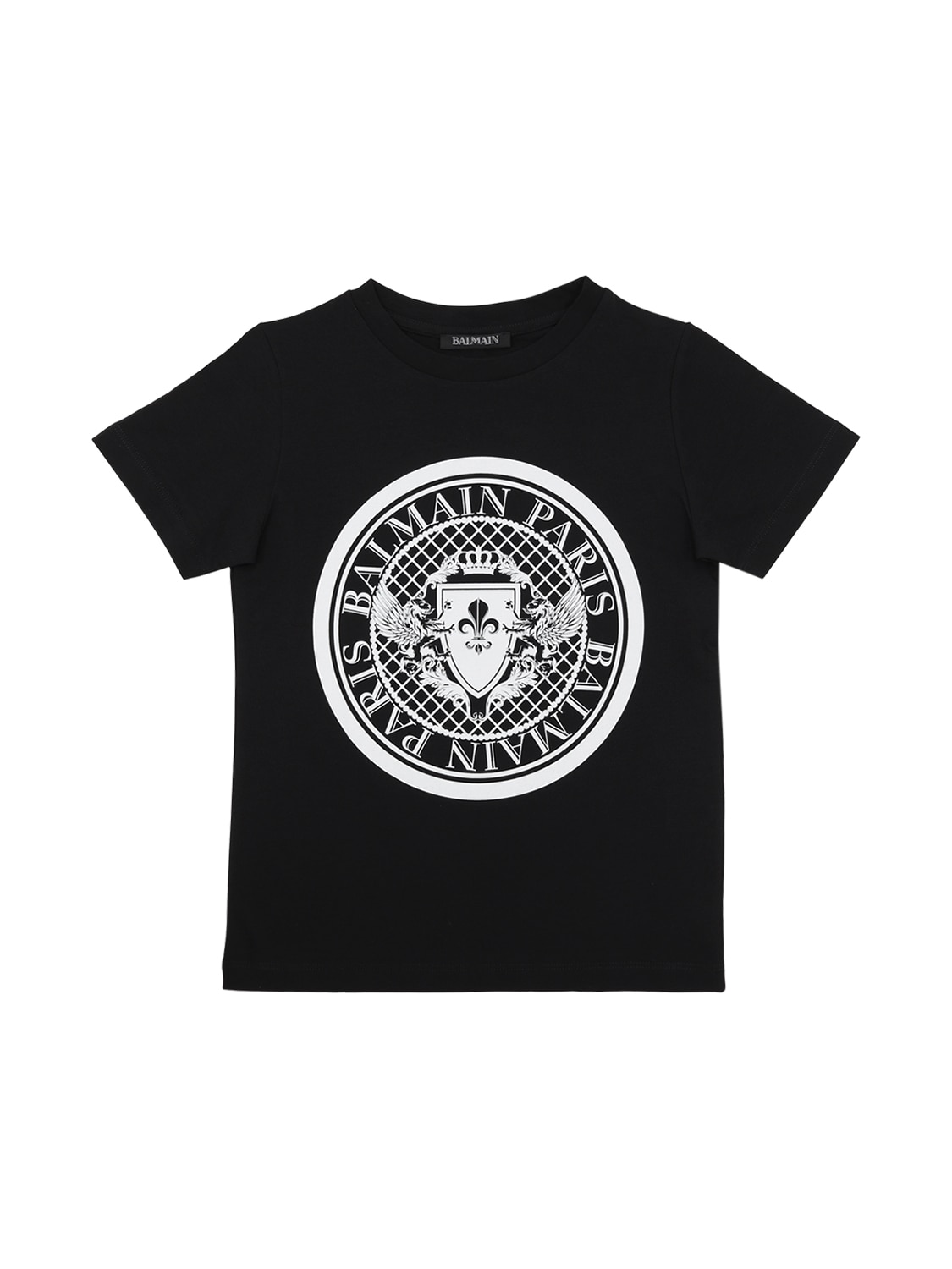 Balmain Kids' Logo Print Cotton Jersey T-shirt In Black,white