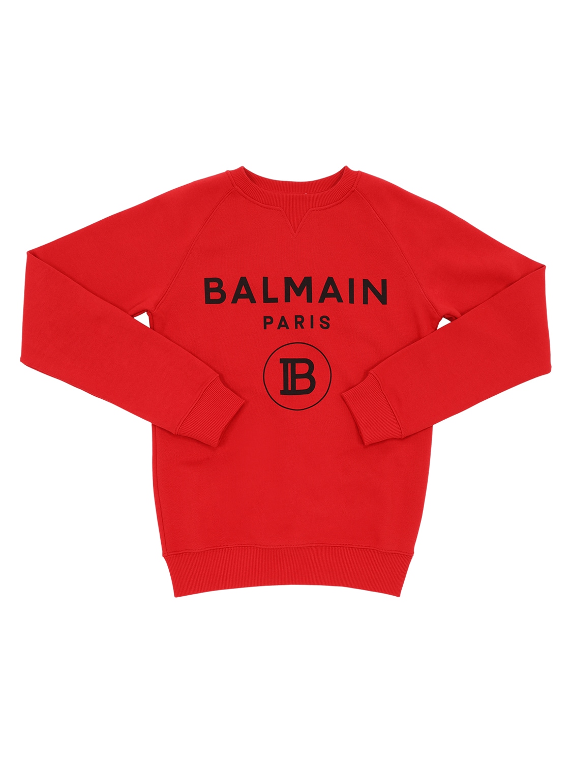 Balmain Kids' Logo Print Cotton Sweatshirt In Red,black