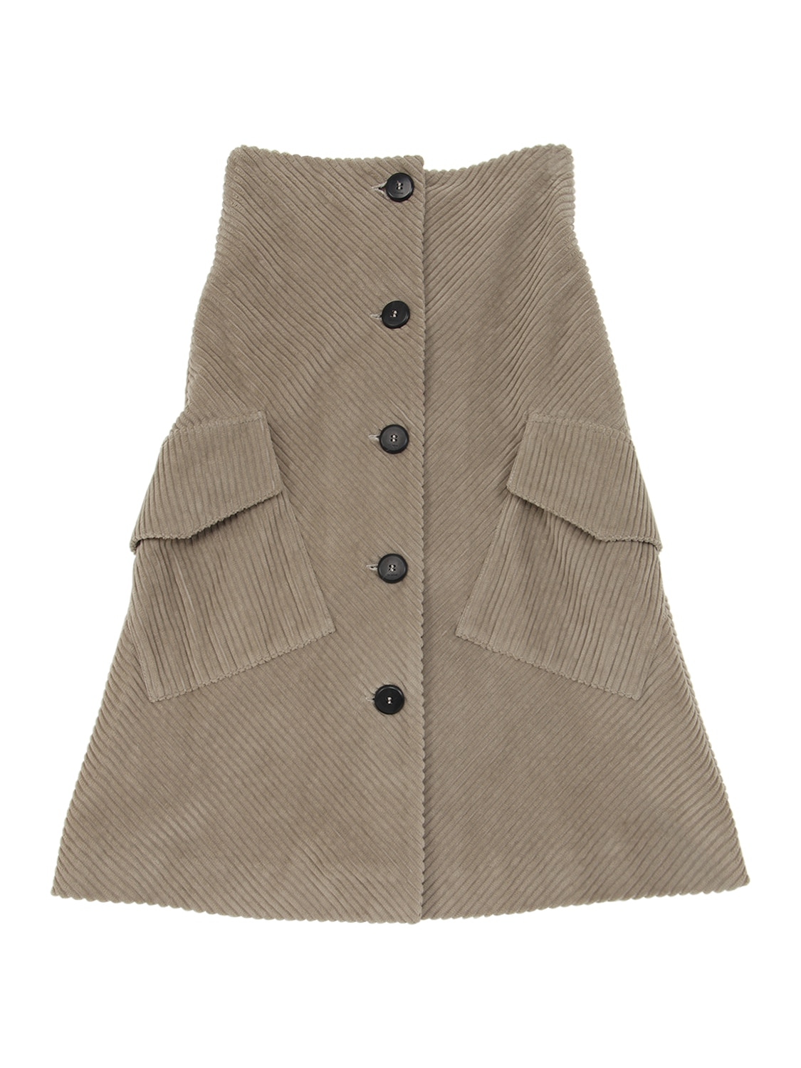 Unlabel Kids' Long Button Down Cotton Velvet Skirt In Beige