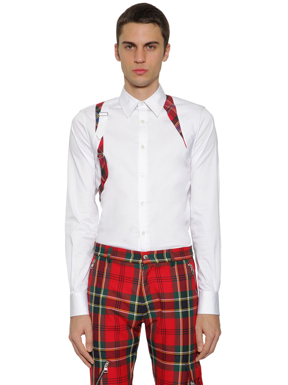 Stretch cotton poplin harness shirt 