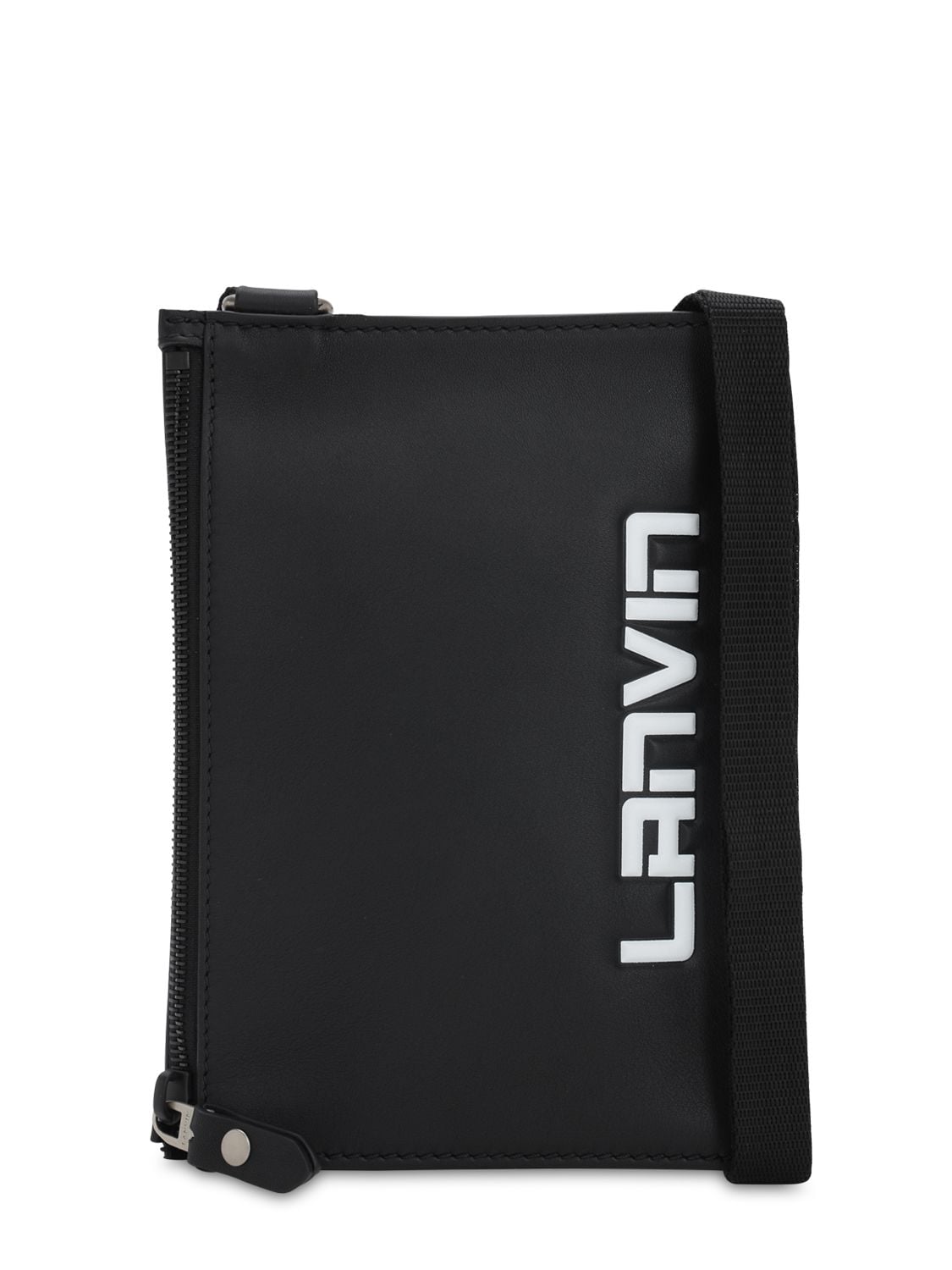 Lanvin Logo Leather Crossbody Bag In Black