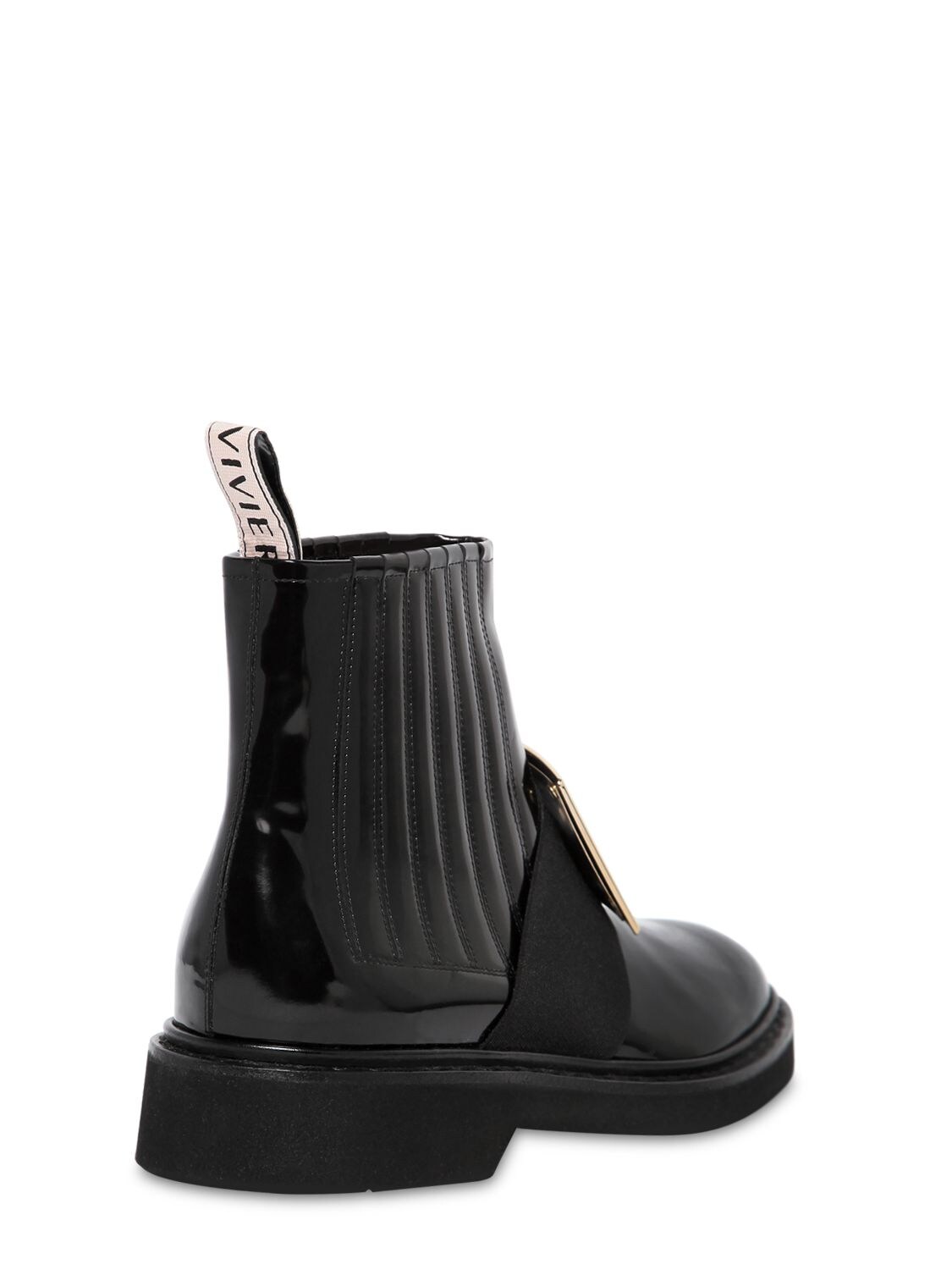 Shop Roger Vivier 30mm Viv Rangers Leather Chelsea Boots In Black