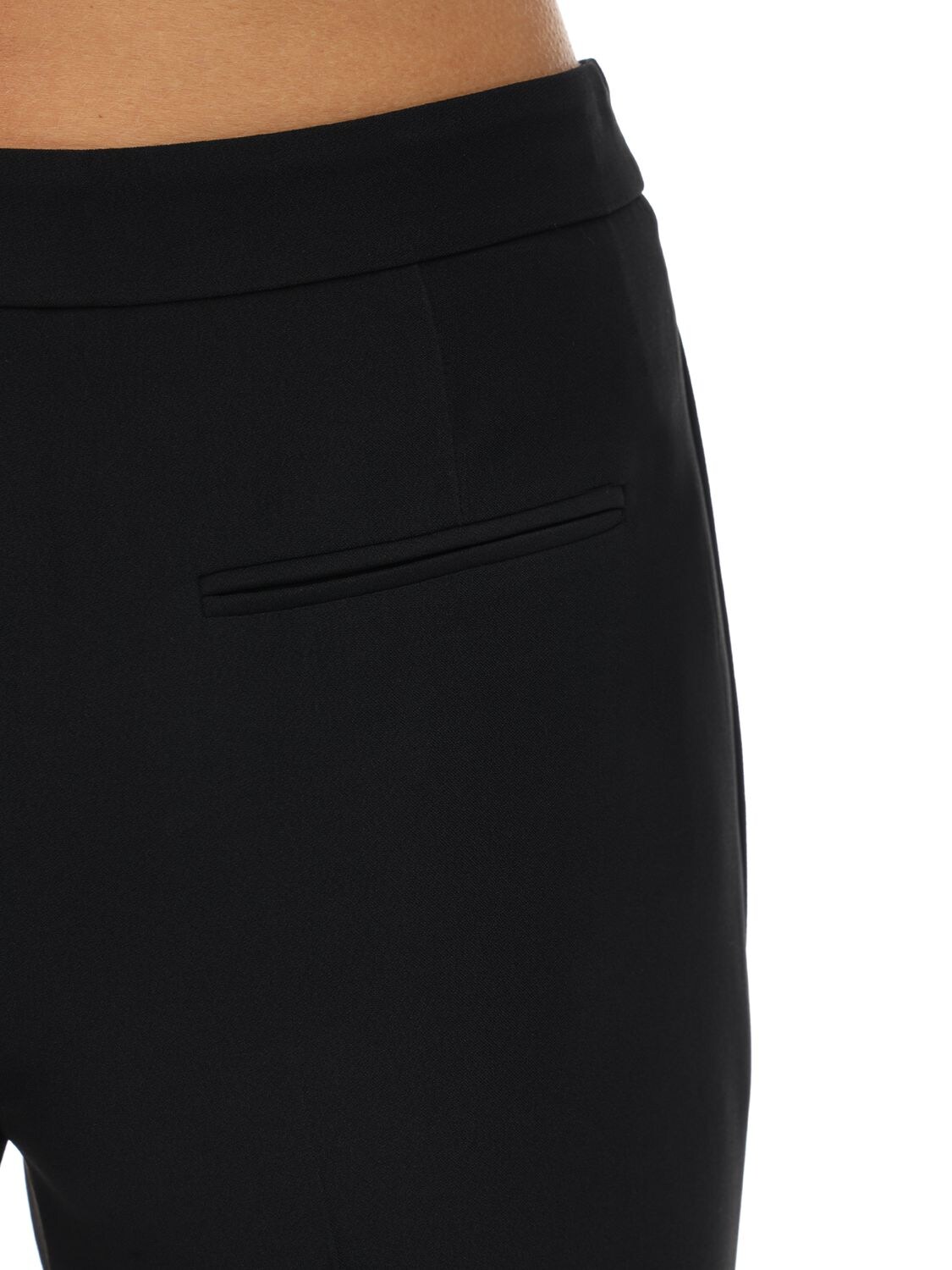 Shop Alexander Mcqueen Narrow Boot Cut Crepe Pants In Black