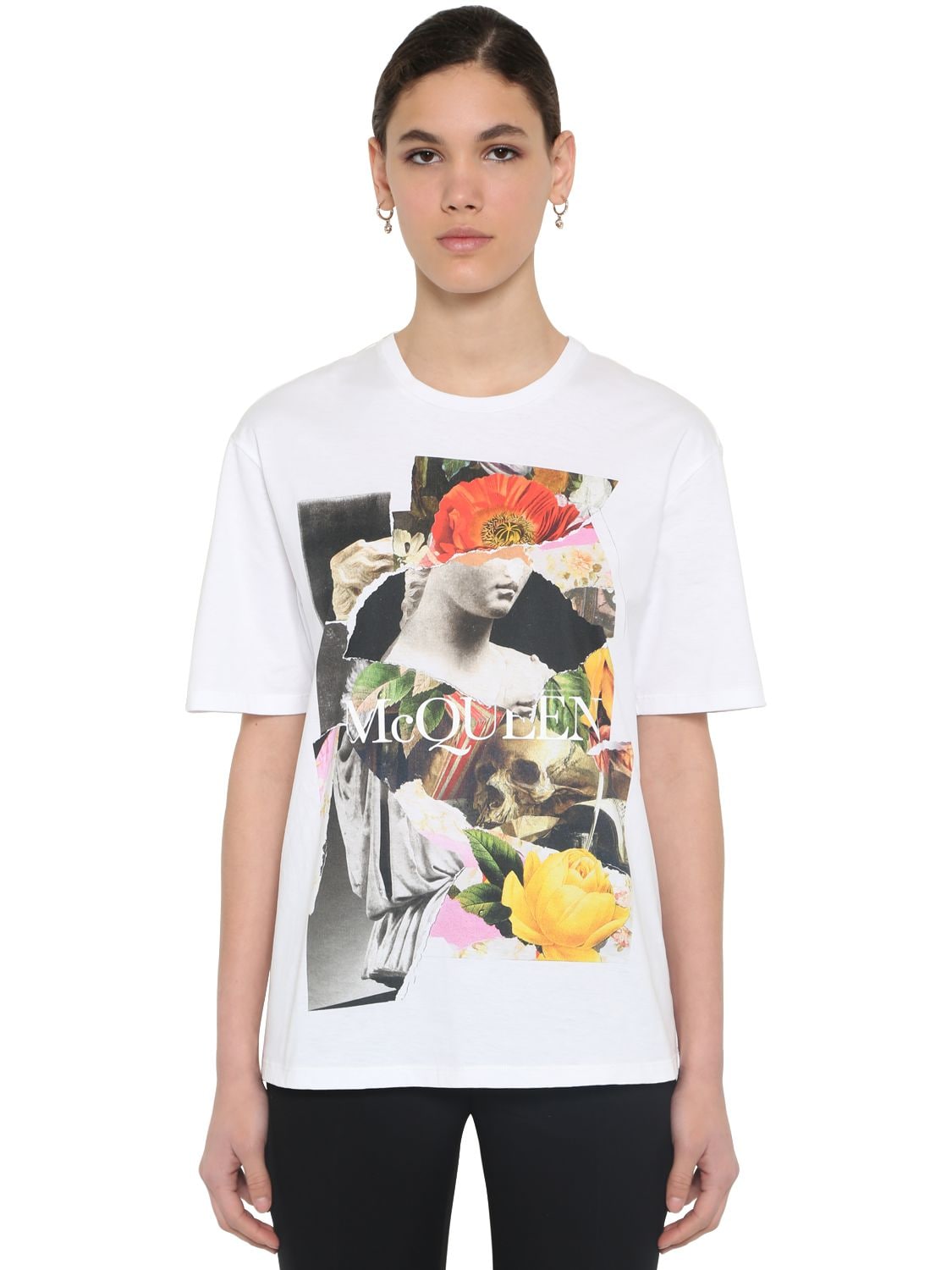 ALEXANDER MCQUEEN SKULL & LOGO COTTON JERSEY T-SHIRT,70IG12015-MDKWMA2