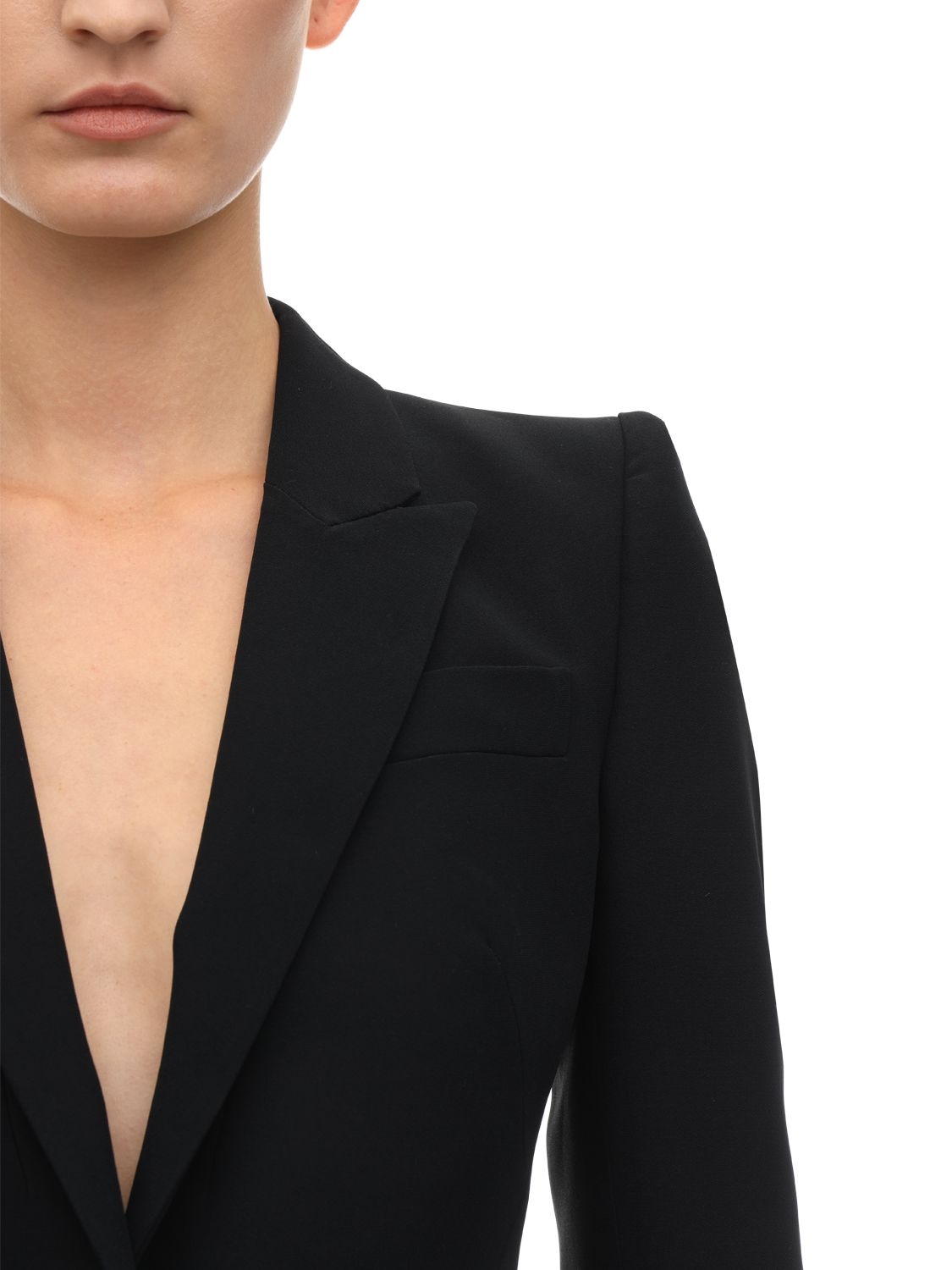 Shop Alexander Mcqueen Leaf Crepe Single Breast Fitted Blazer In Black