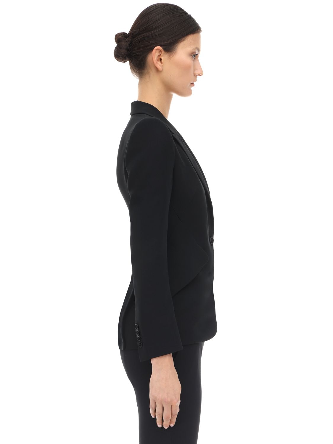 Shop Alexander Mcqueen Leaf Crepe Single Breast Fitted Blazer In Black