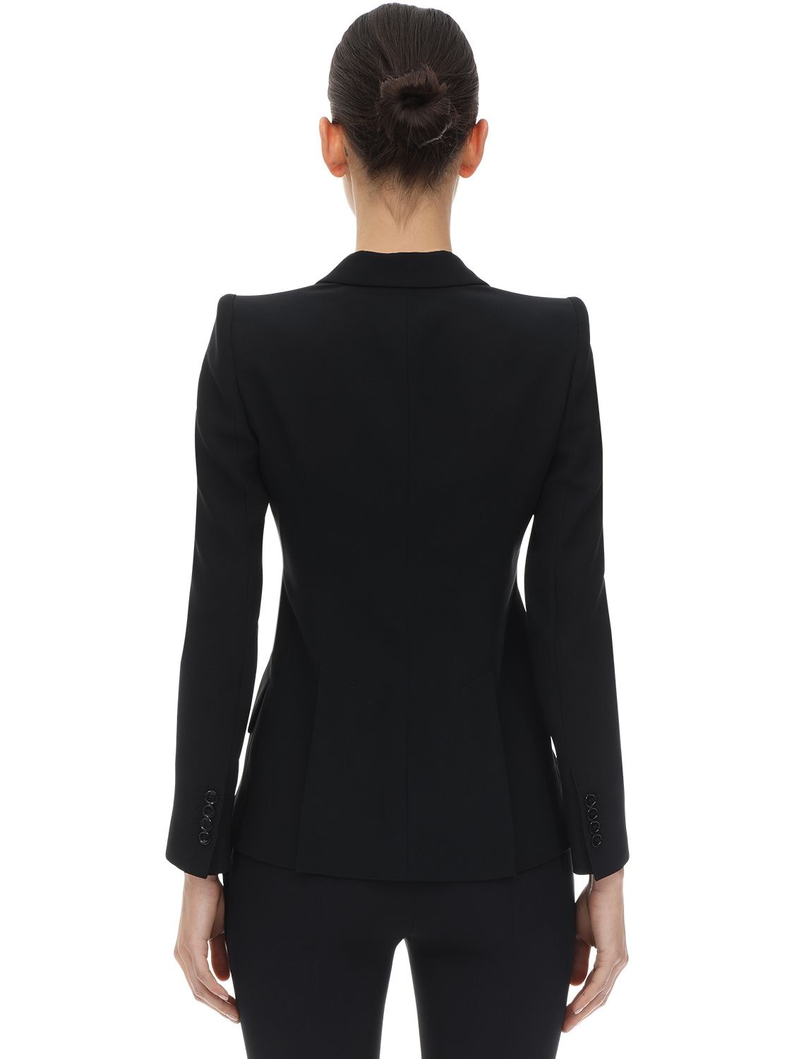 Shop Alexander Mcqueen Leaf Crepe Single Breast Fitted Blazer In Black