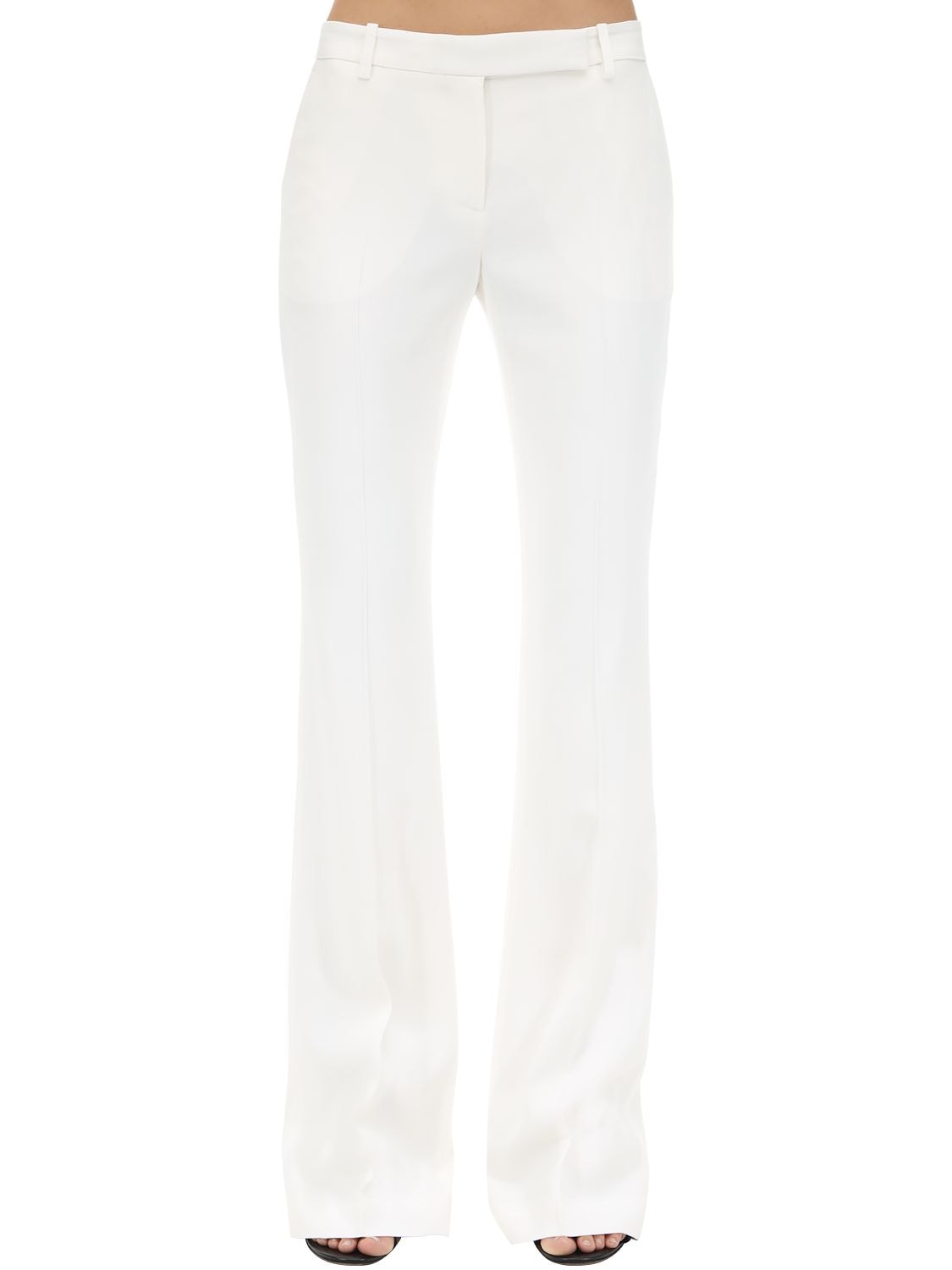 Shop Alexander Mcqueen Flared Leaf Crepe Pants In White