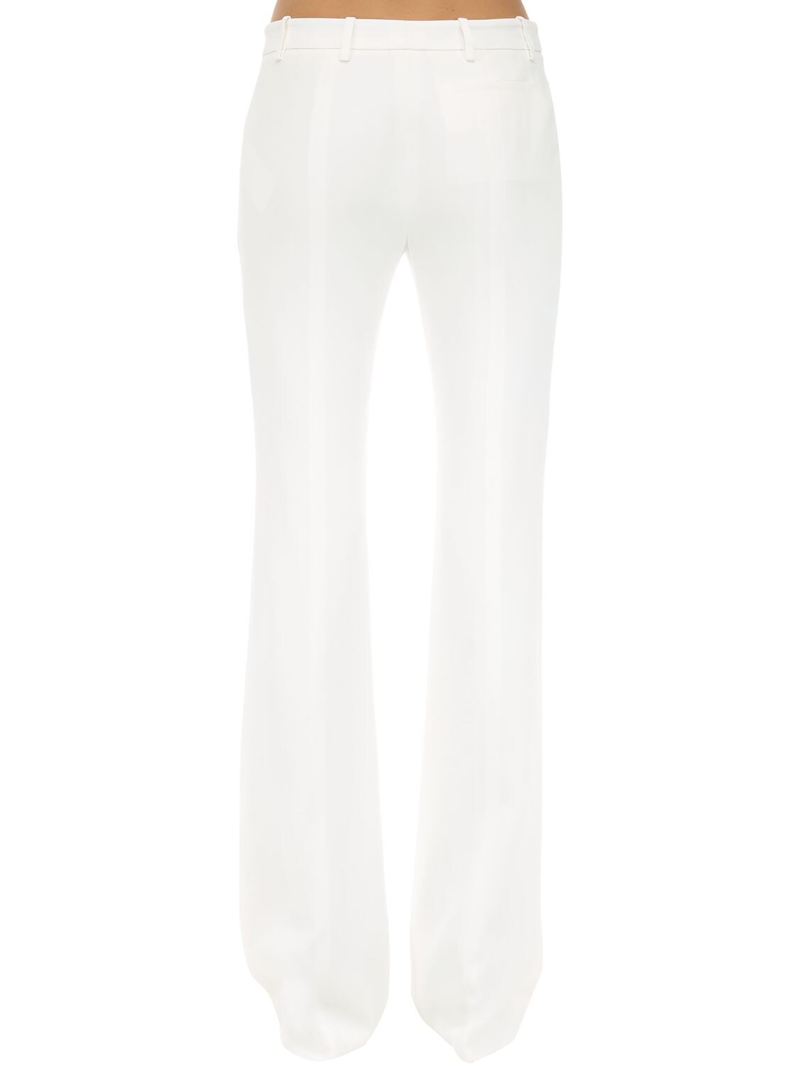 Shop Alexander Mcqueen Flared Leaf Crepe Pants In White