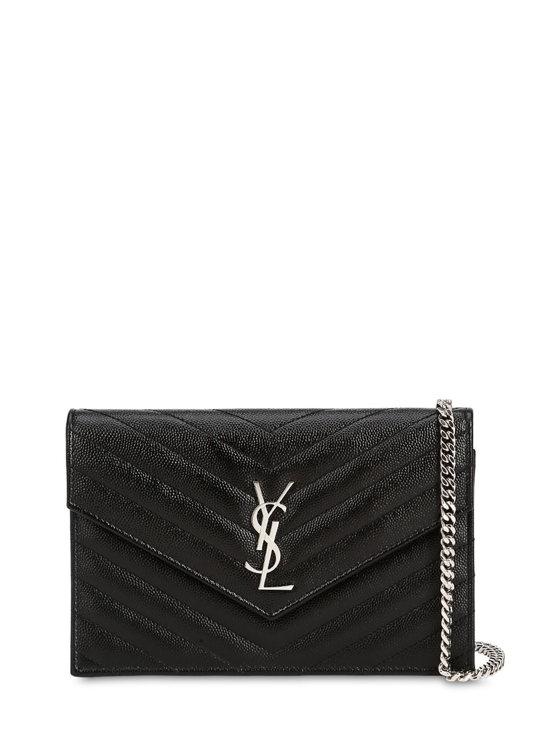 Shop Saint Laurent Cassandre Leather Shoulder Bag In Black