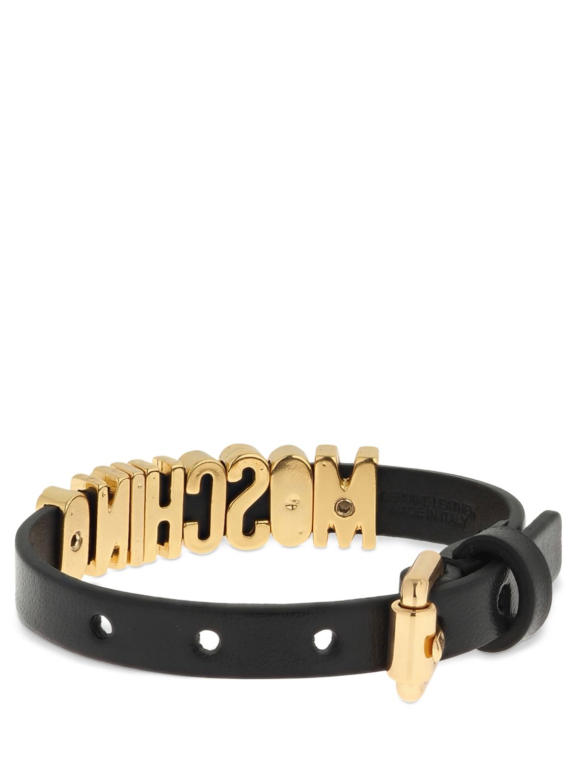 moschino logo水晶皮革手链 70ig1s014-ntu10