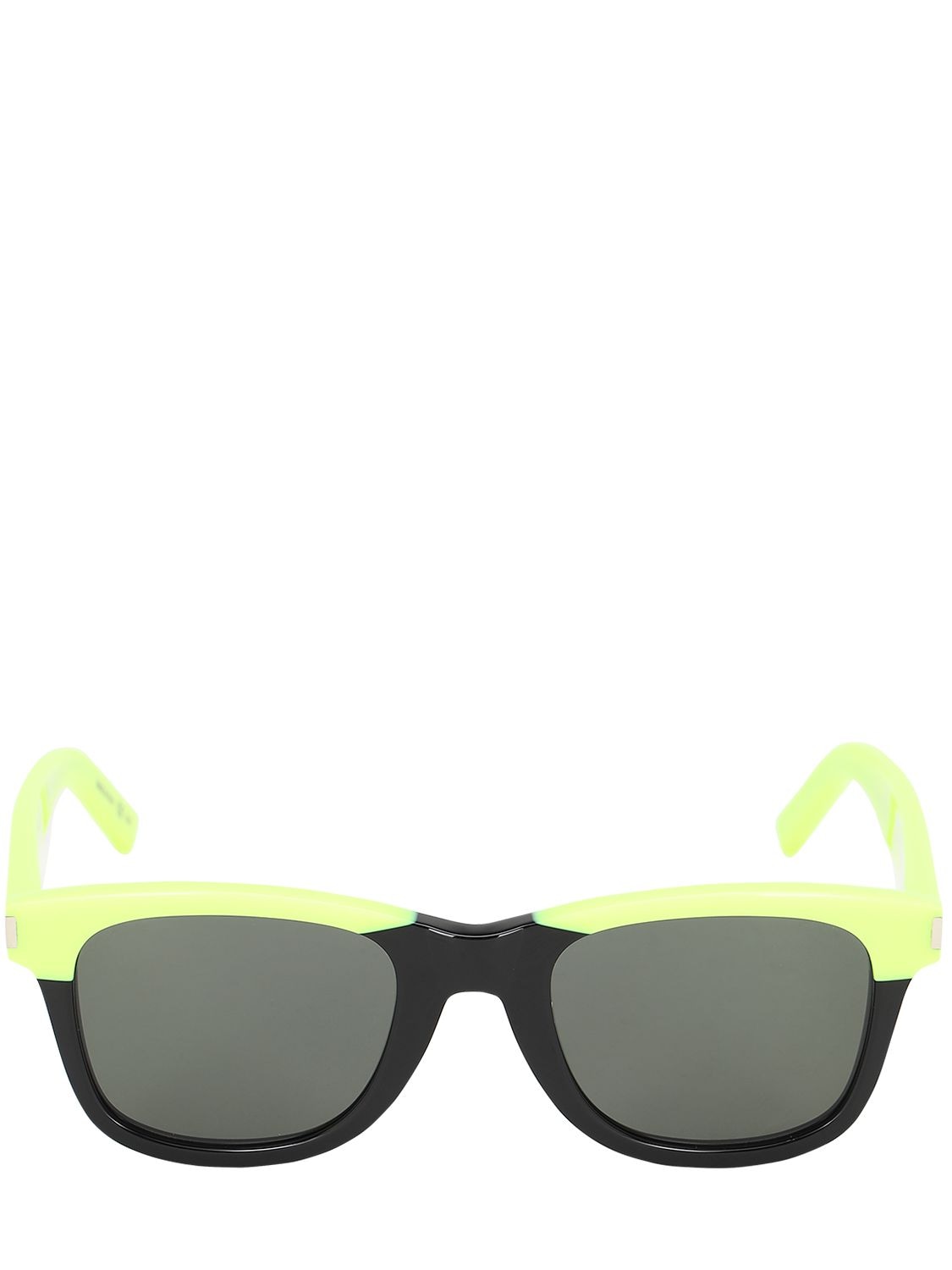 Saint Laurent Squared Neon Acetate Sunglasses In Yellow