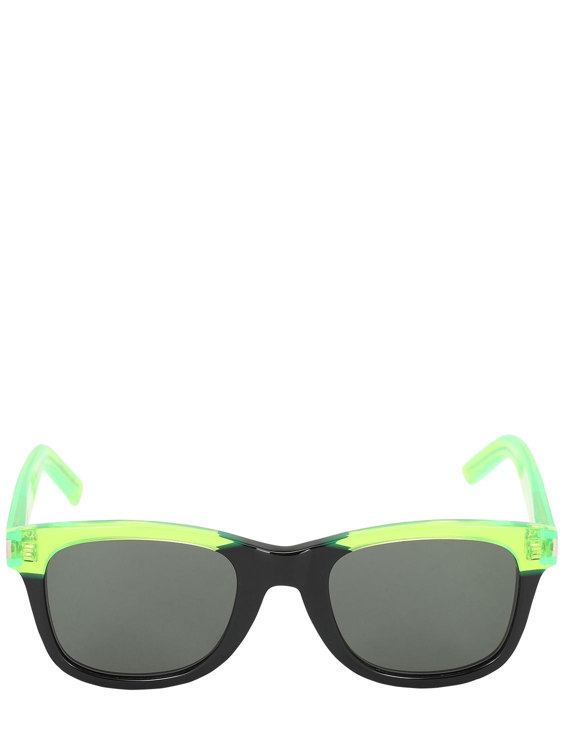 Saint Laurent Squared Neon Acetate Sunglasses In Green