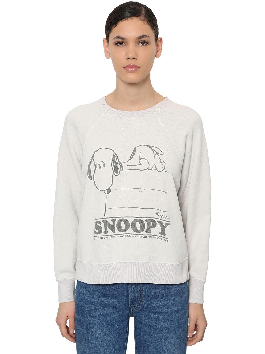 Marc Jacobs Snoopy Printed Cotton Jersey Sweatshirt In 白色