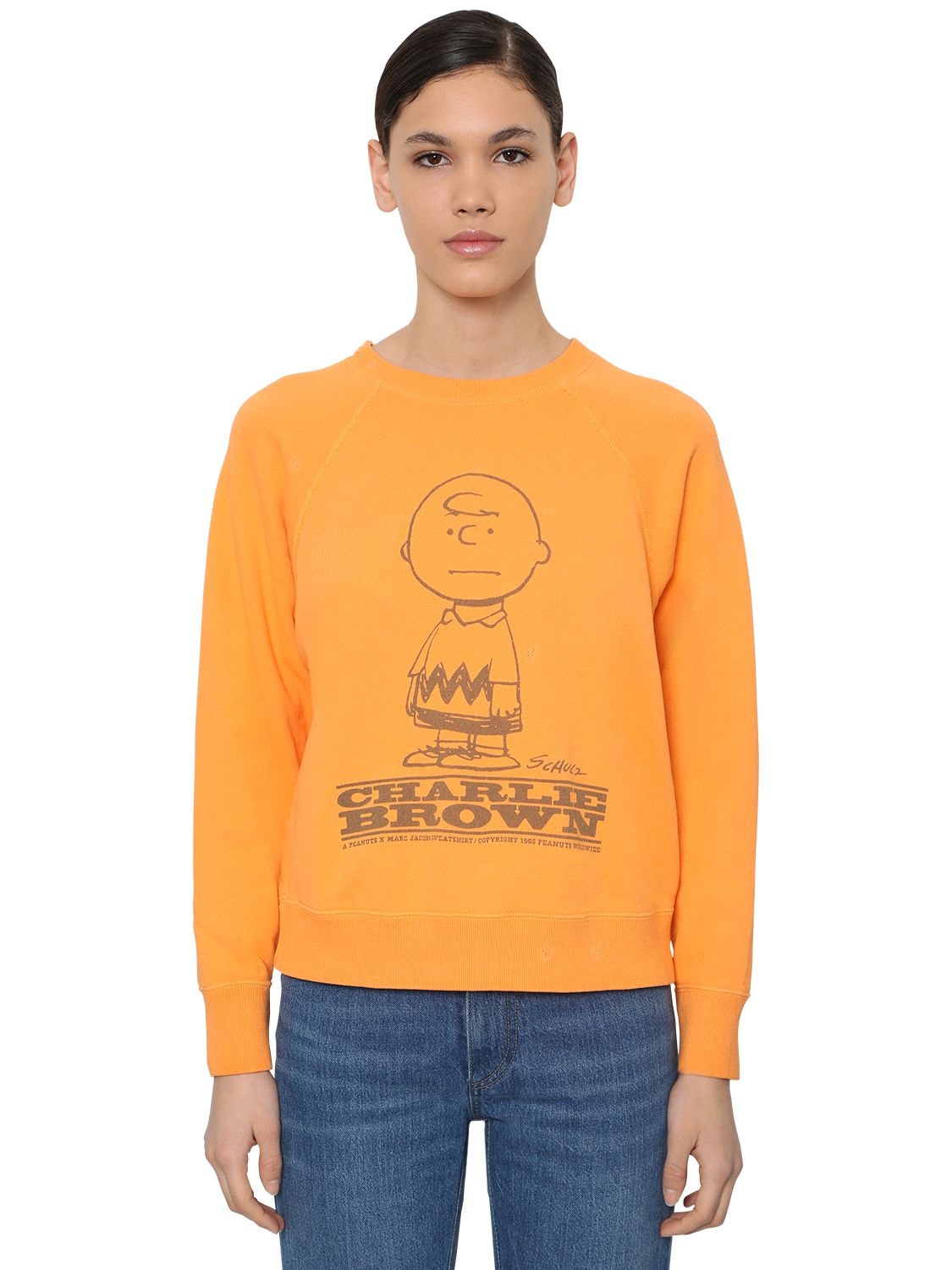 Marc Jacobs Charlie Printed Cotton Jersey Sweatshirt In 橙色