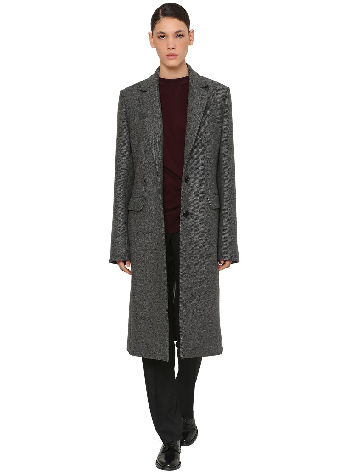 NINA RICCI ONE BREAST WOOL GABARDINE COAT,70IG3I001-TTKYMZE1