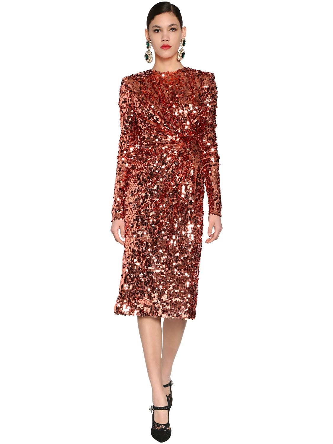 DOLCE & GABBANA SEQUINED STRETCH TULLE MIDI DRESS,70IG4F028-UZA5ODI1