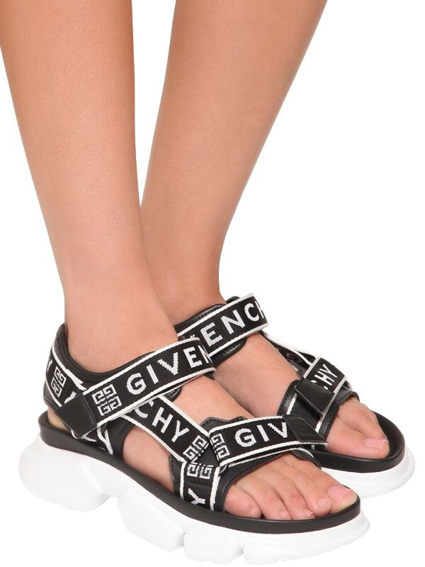 Givenchy Jaw Logo-jacquard And Perforated Faux Leather Platform Sandals ...