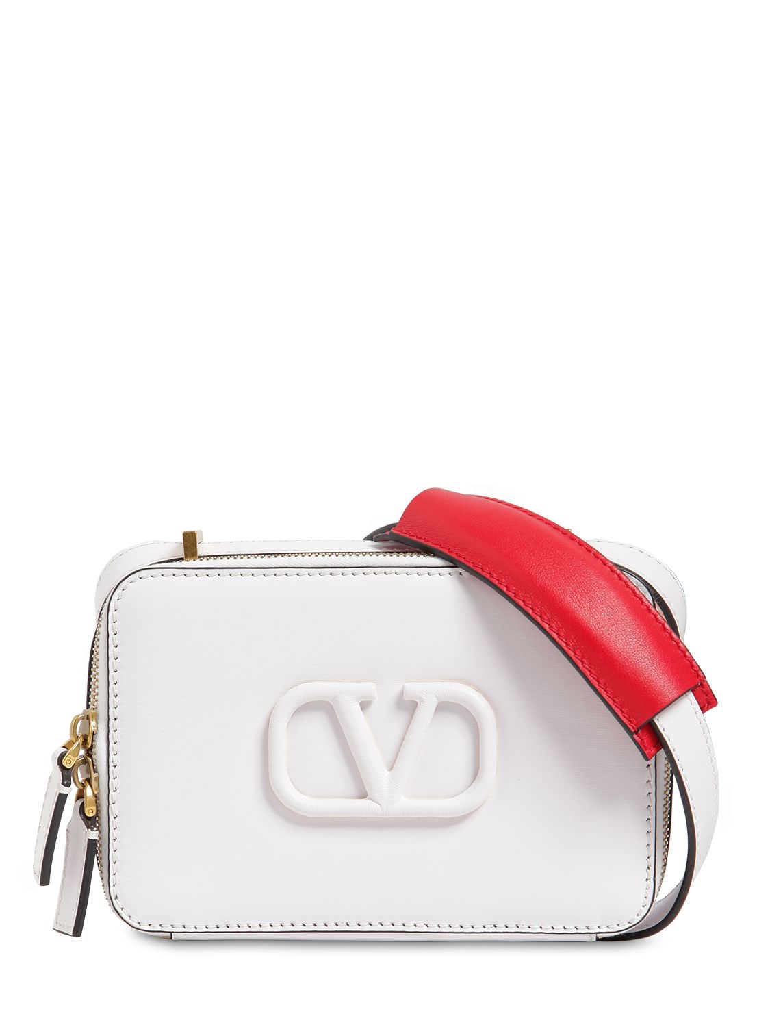 Valentino Garavani Vsling Small Leather Camera Bag In White