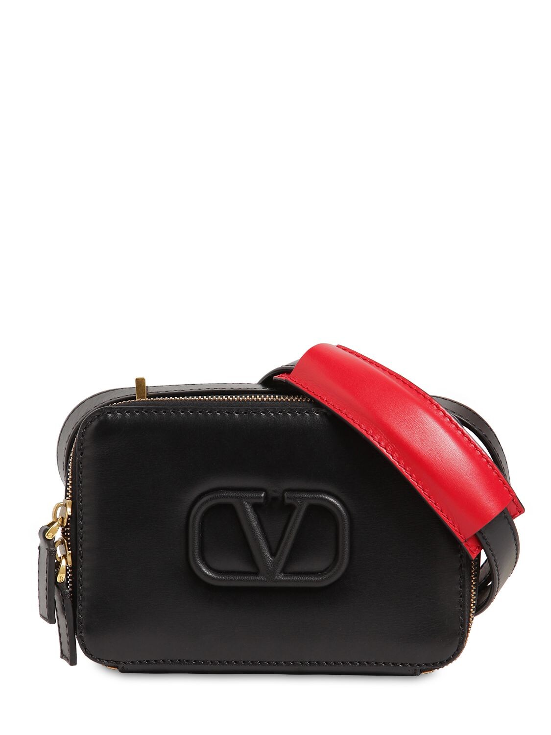 Valentino Garavani Vsling Small Leather Camera Bag In Black