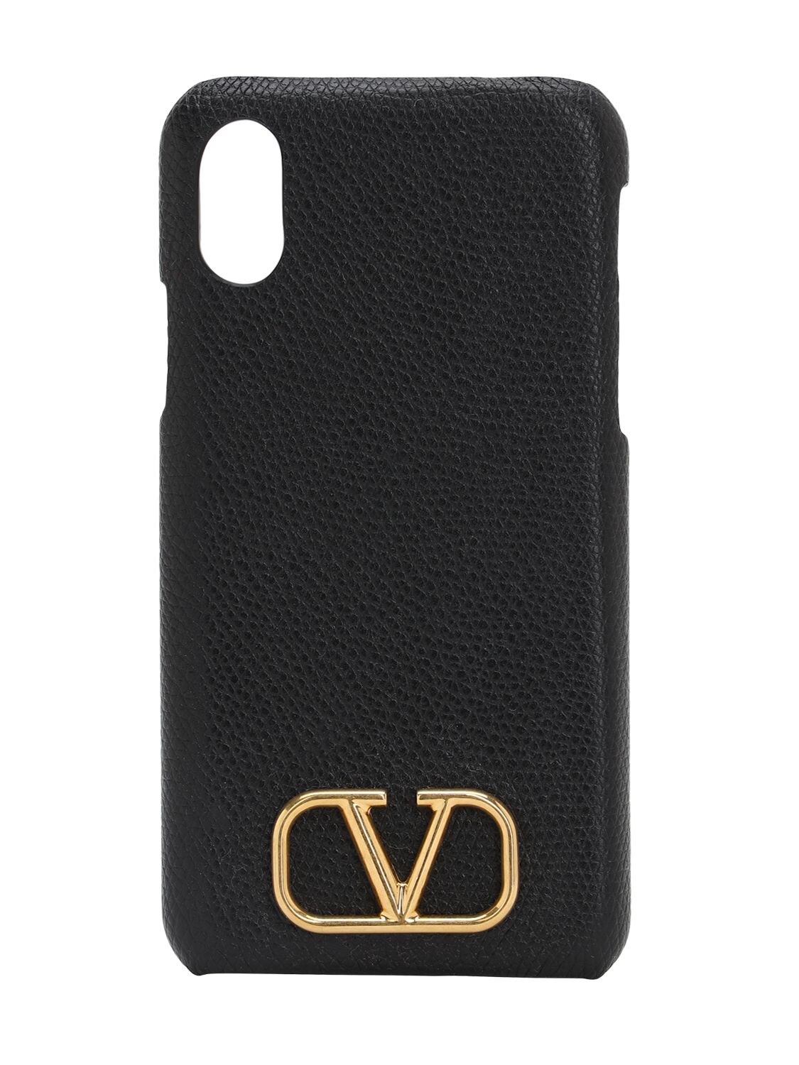 Valentino Garavani Grained Leather Iphone X/xs Case In Black