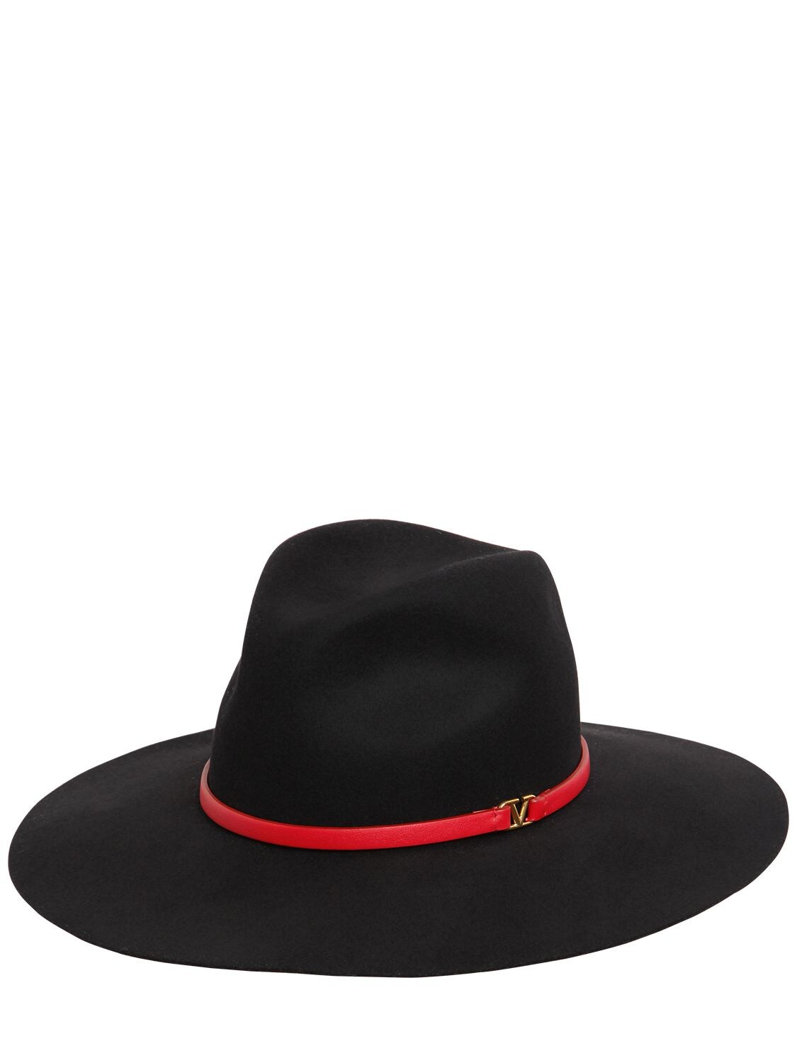 Valentino Garavani Go Logo Felt Hat W/leather Hat Band In Black
