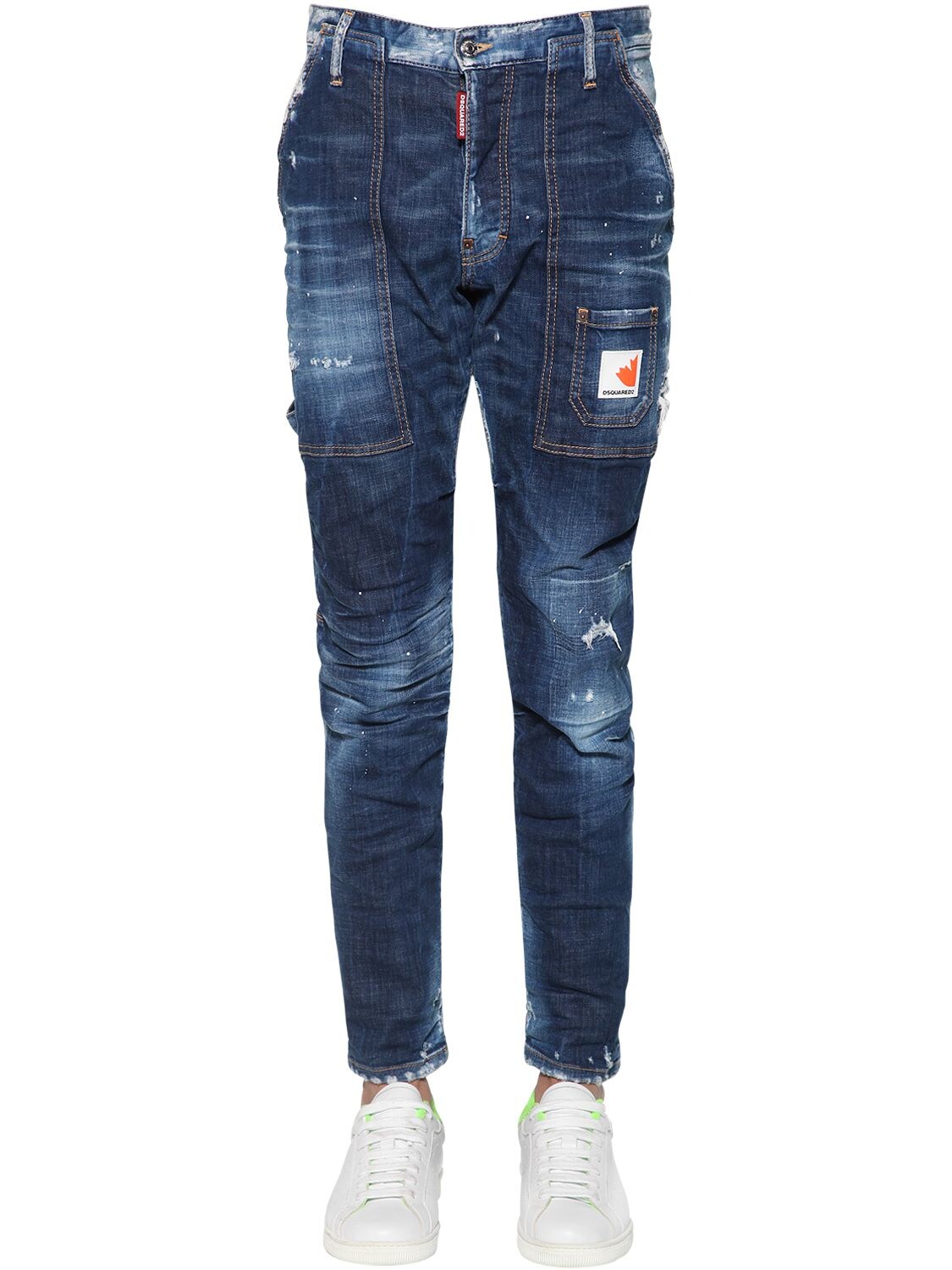 Dsquared2 16.5cm Workers Cotton Denim Jeans In Blue
